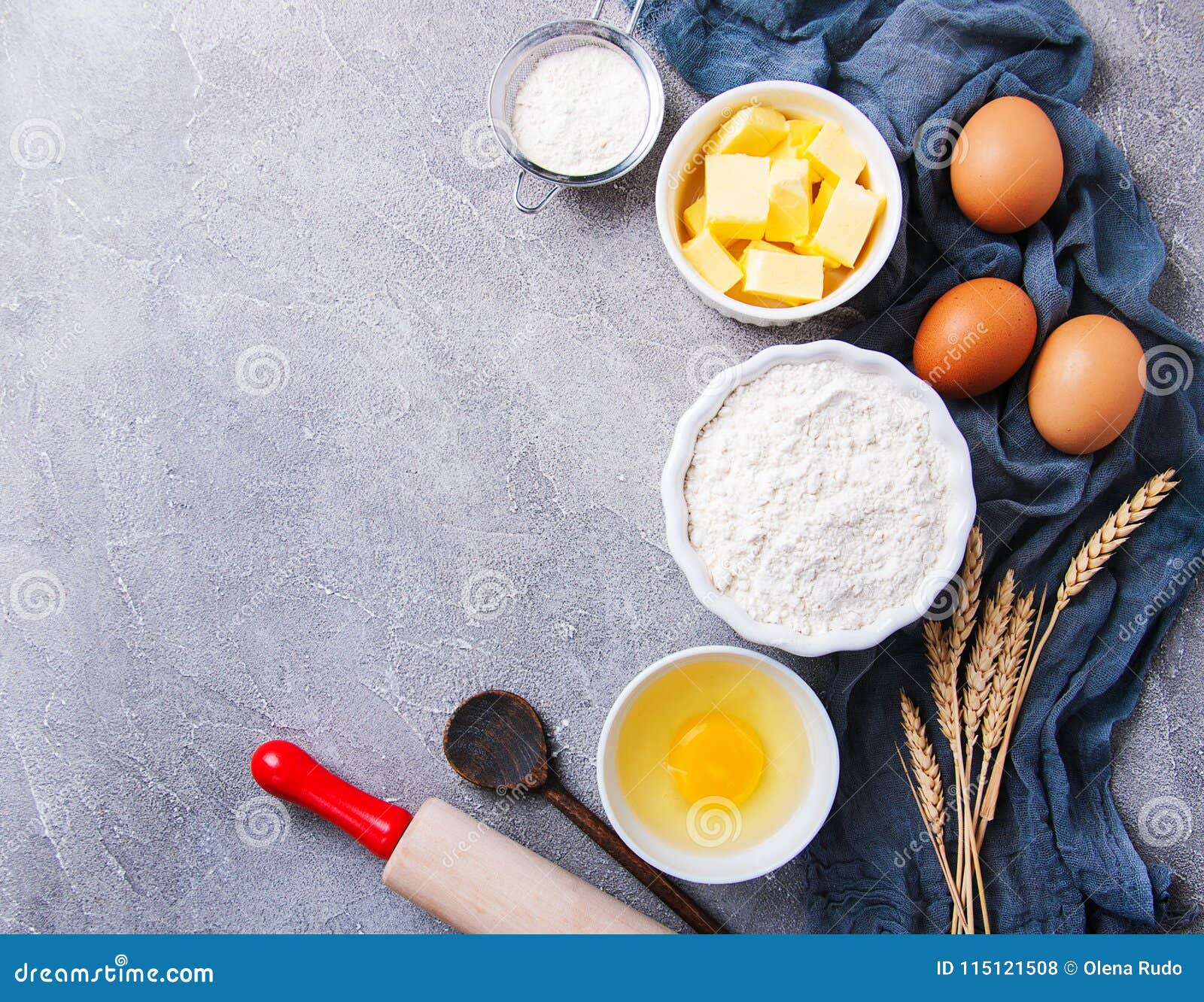 Baking Ingredients for Pastry Stock Photo Image of dessert, rolling