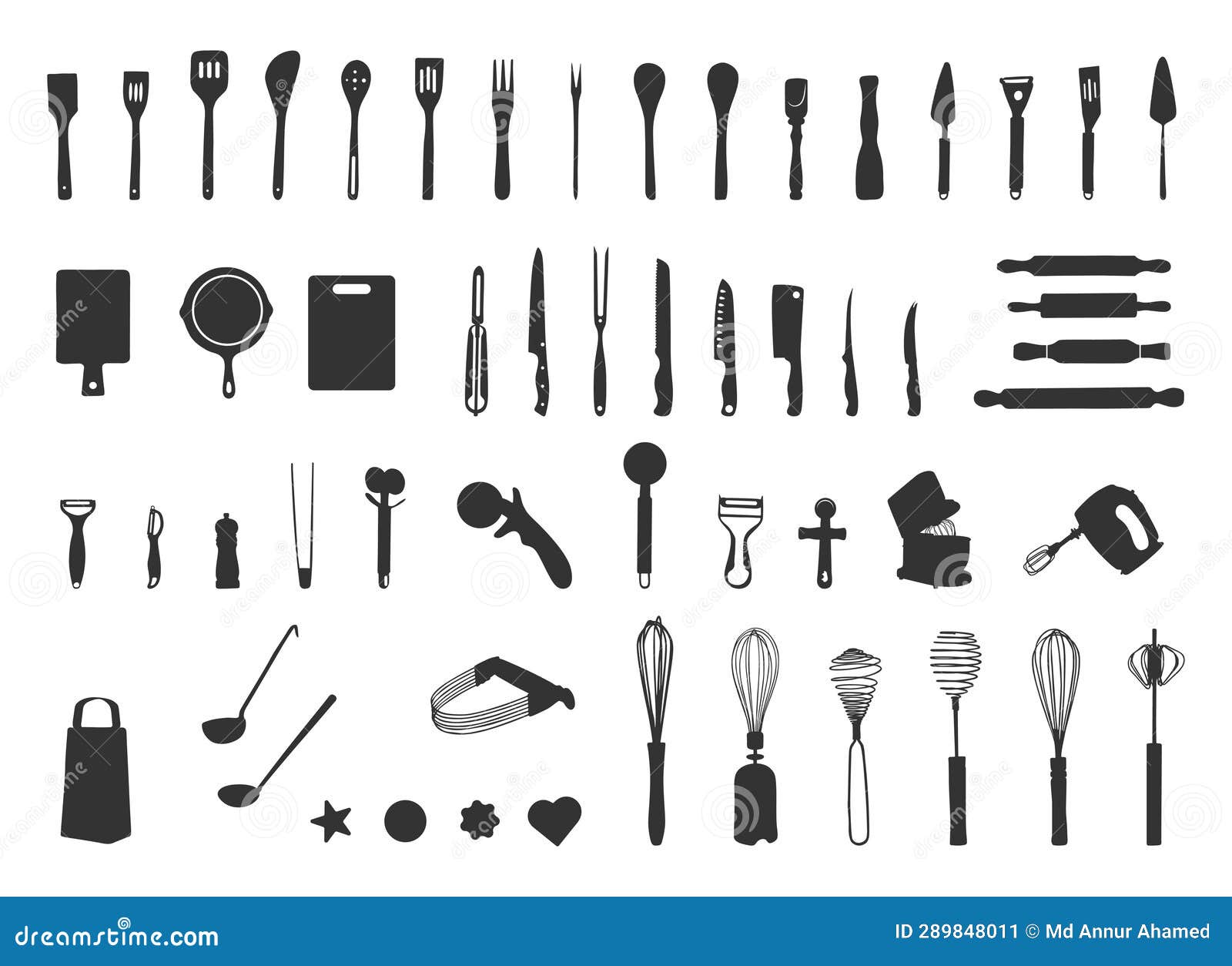 Baking Kitchen Tools Silhouettes, Bakery Silhouette, Kitchen Tools
