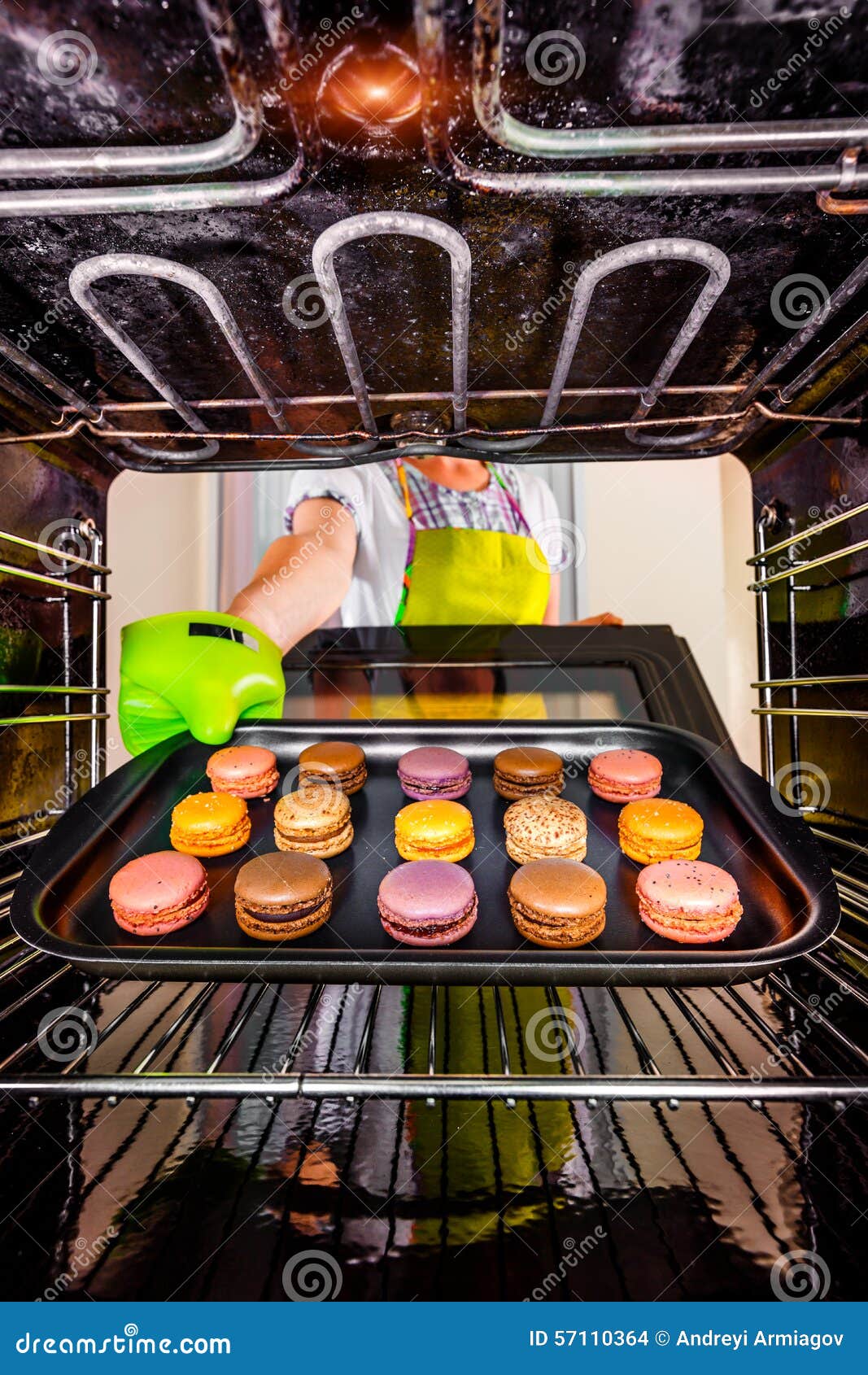 Baking Macarons in the Oven. Stock Photo Image of cake, cook 57110364