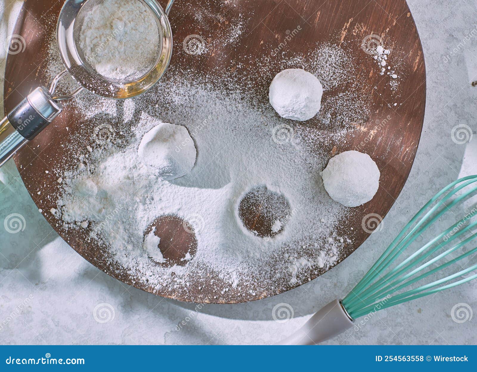 Baking Material with Cookies on a Wooden Plate Stock Photo Image of