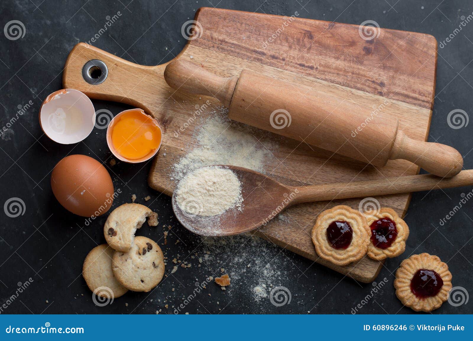 Baking pastry ingredients stock photo. Image of text 60896246
