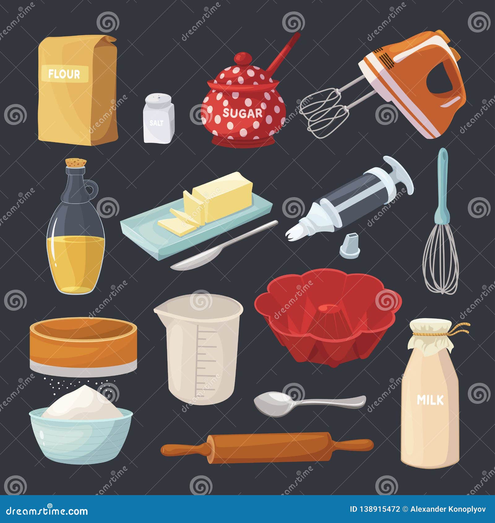 Baking Pastry Tools and Kitchen Cooking Equipment Stock Vector -  Illustration of preparation, character: 138915472