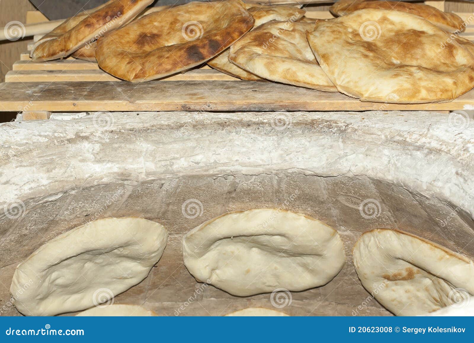 Baking Pita Bread in a Stone Oven Stock Photo Image of dough, pita