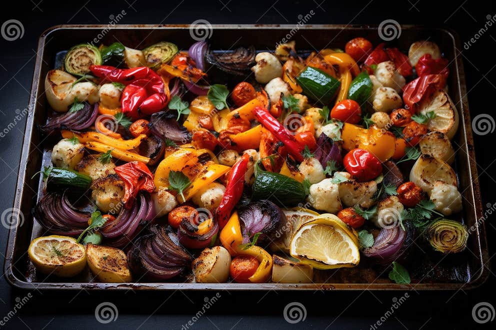 baking-sheet-with-roasted-vegetables-and-proteins-stock-photo-image