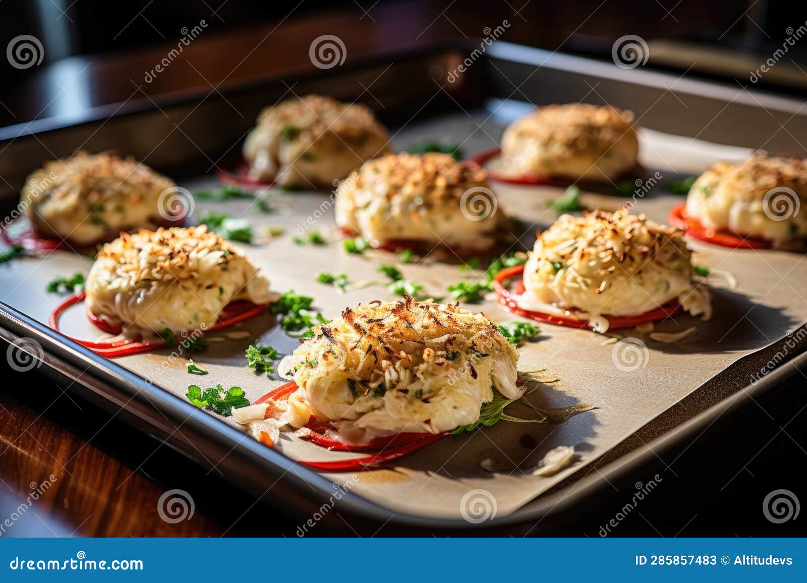Baking Sheet with Uncooked Crab Cakes Ready for Oven Stock Image Image of preparation, fresh