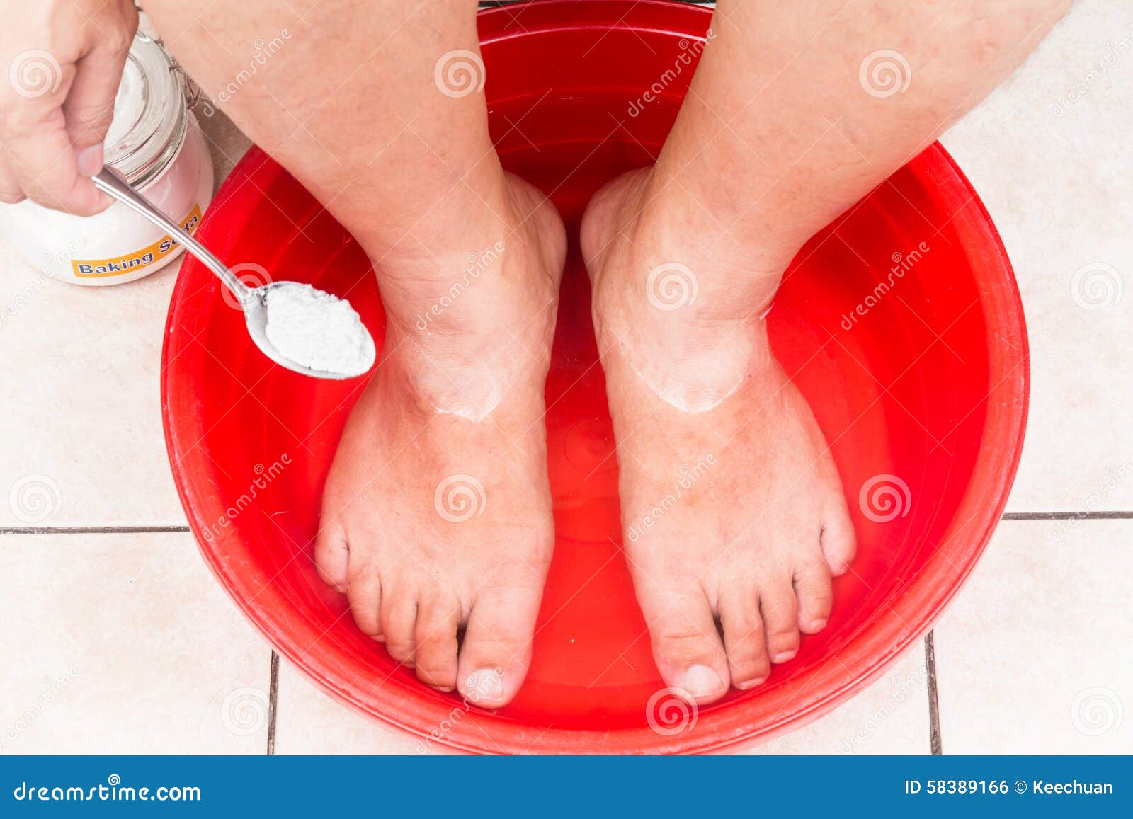 Baking Soda Being Used As Feet Bath At Home. RoyaltyFree Stock Image