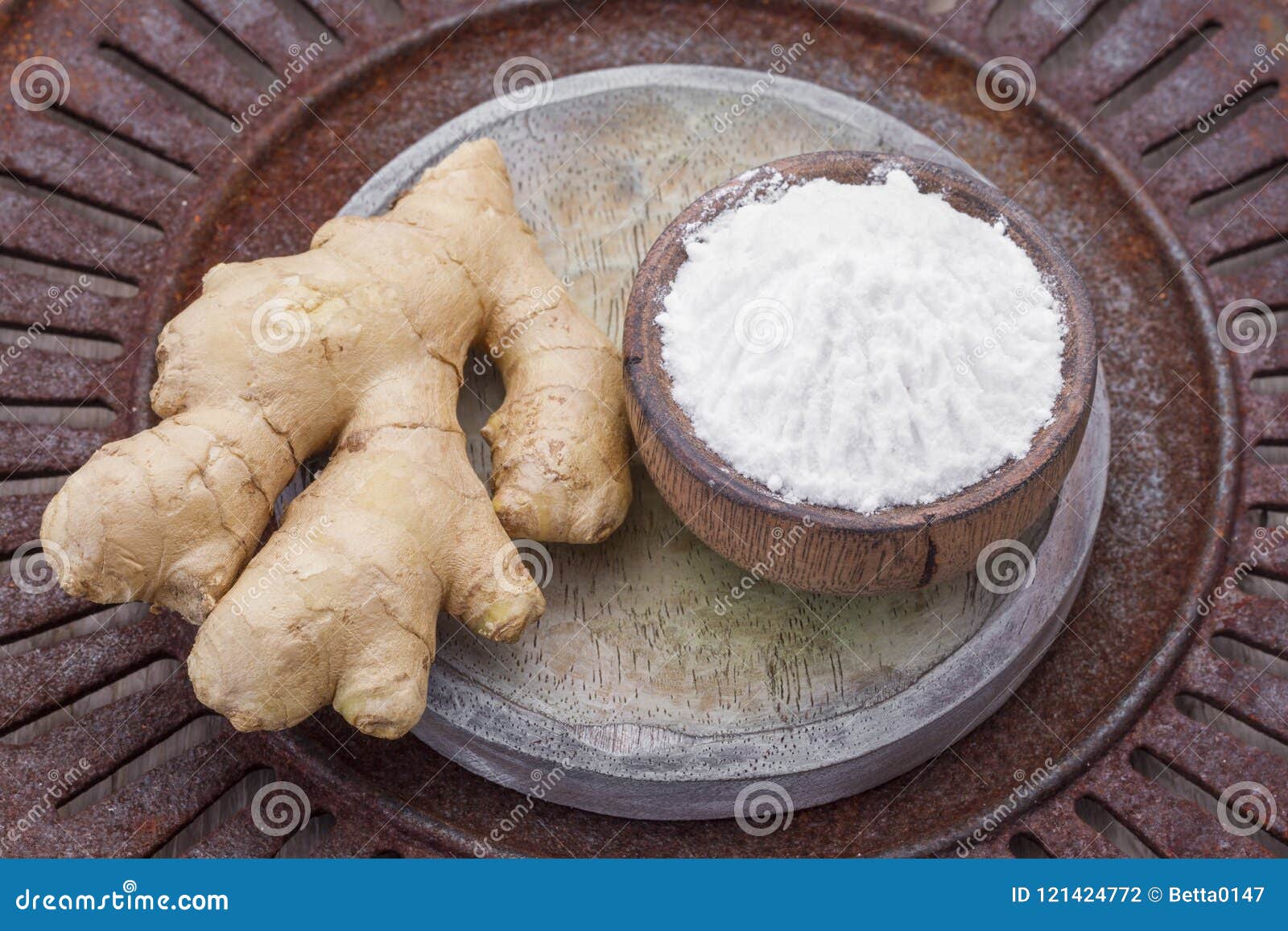Baking Soda and Ginger Root on the Table Stock Photo Image of