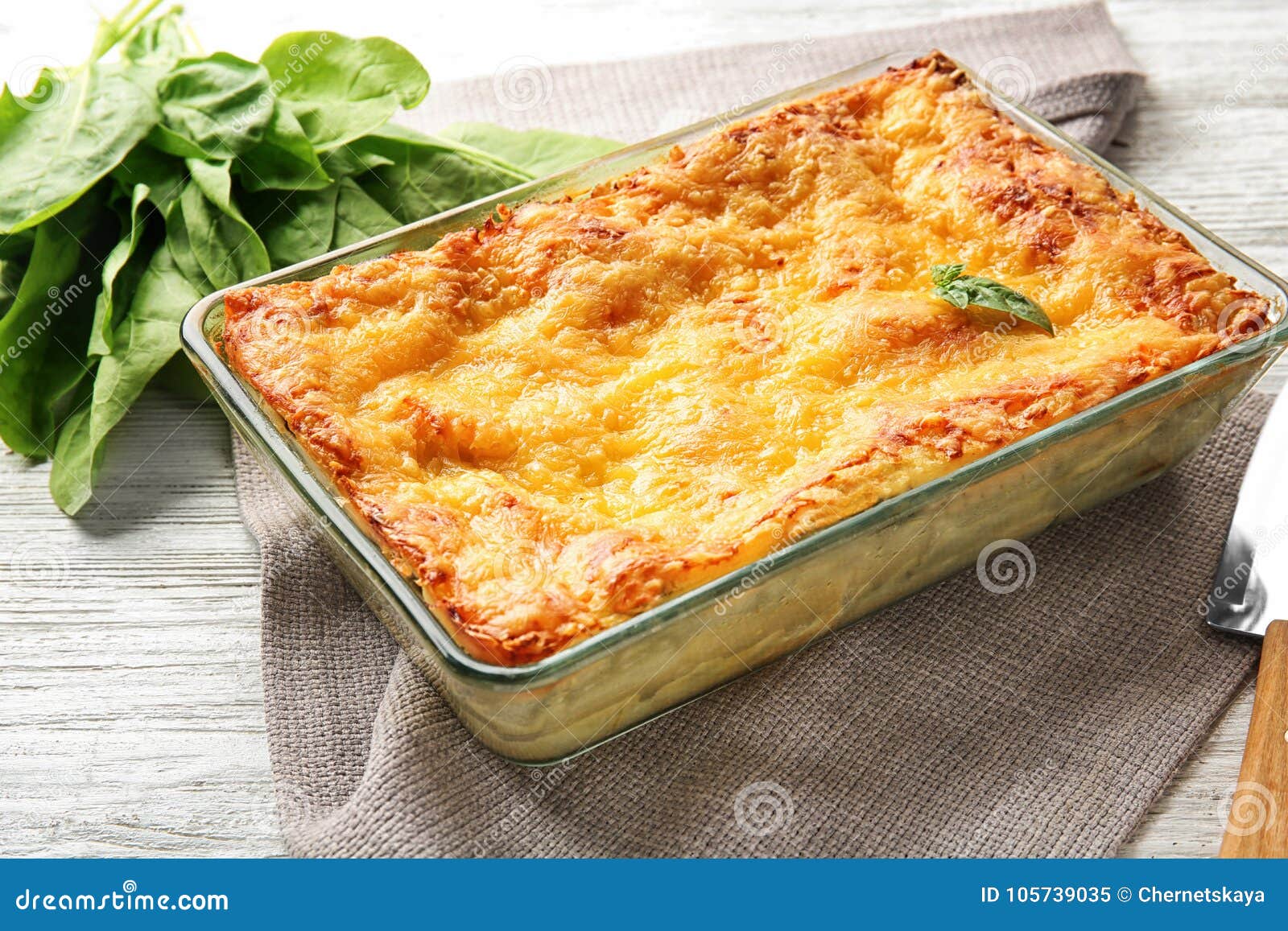Baking Tray with Spinach Lasagna Stock Image Image of delicious