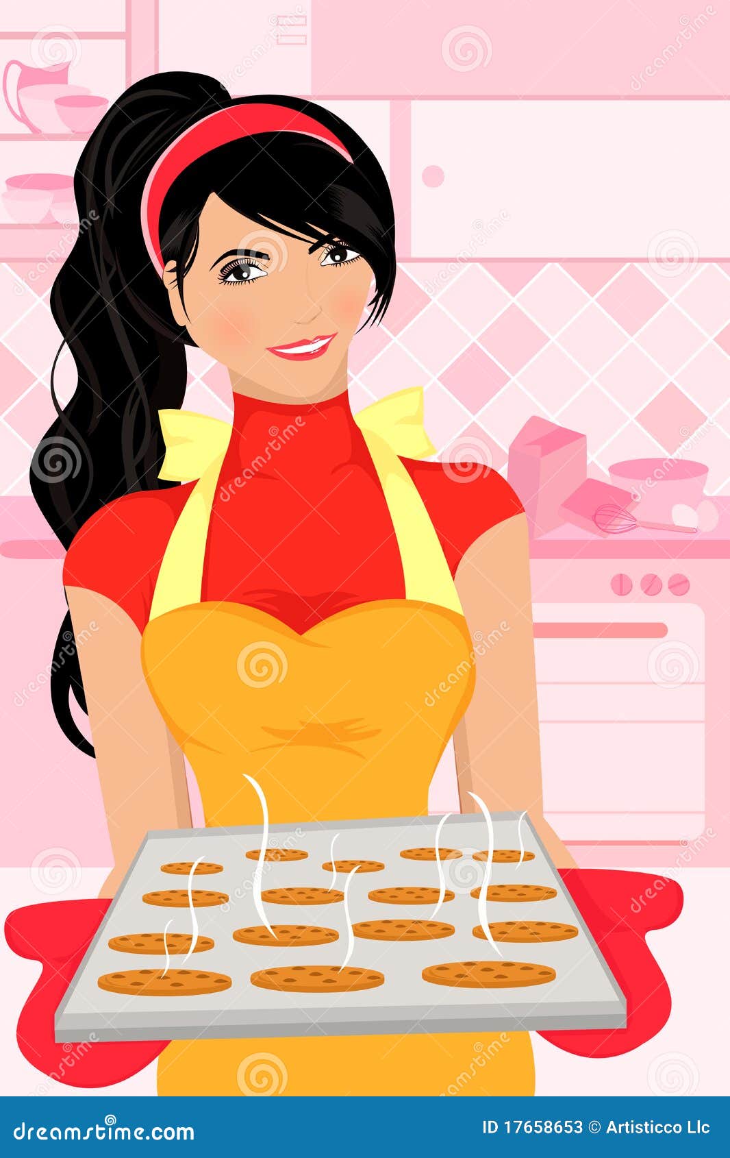 Baking woman stock vector. Illustration of kitchen, woman 17658653