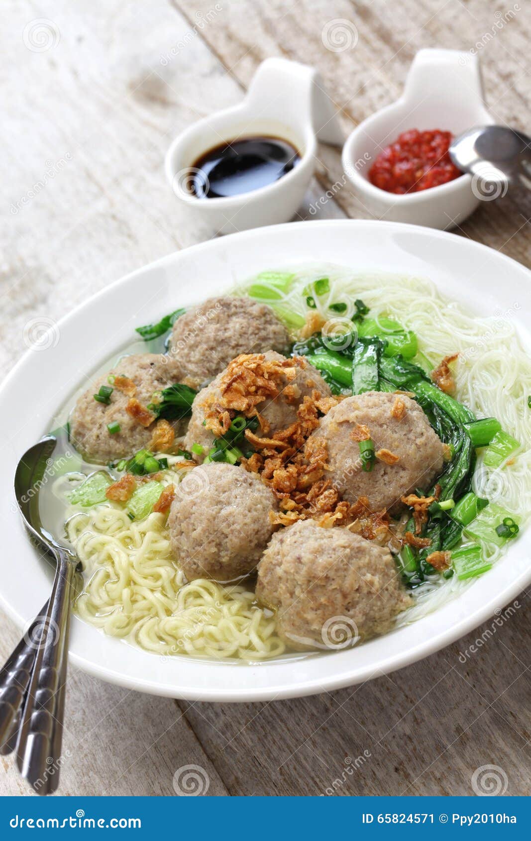 Bakso, Indonesian Meatball Soup With Noodles Stock Image  Image: 65824571