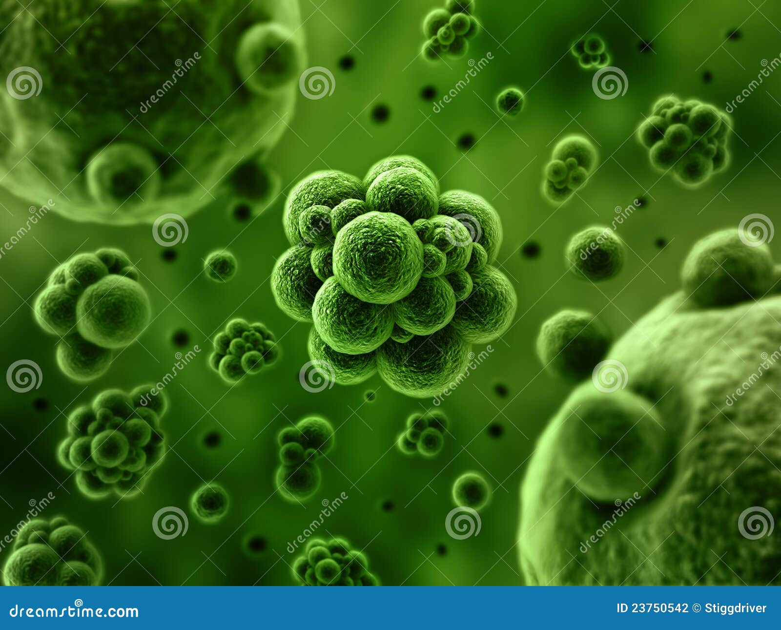 3D ilustracja bakterie w zieleni.