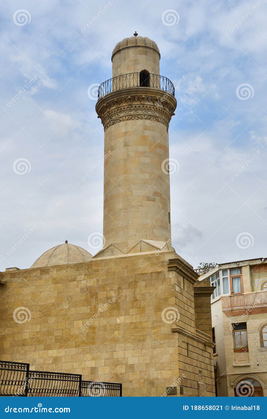 baku, azerbaijan, beyler beylyar, beglyar minaret of mosque of 1894-1895 years of construction, ilyas efendiyev street, 47