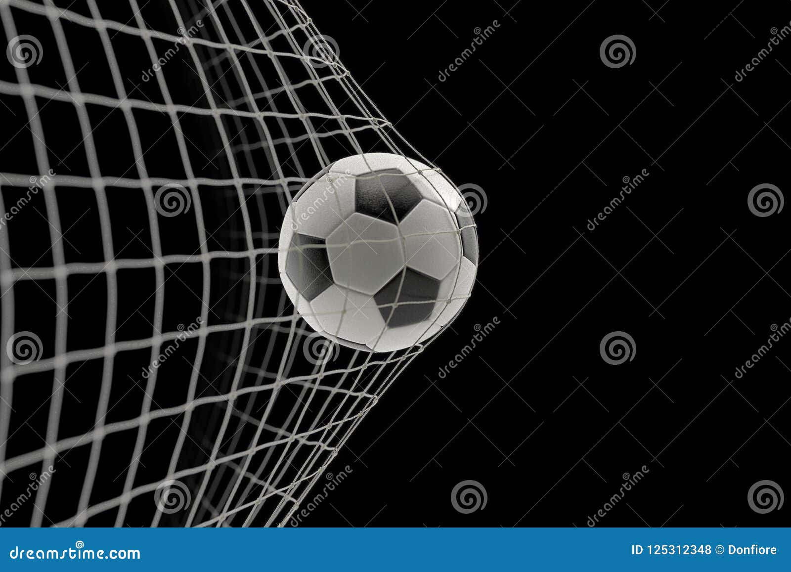 Balón De Fútbol En Meta En El Fondo Negro, Concepto De Competencia Stock de  ilustración - Ilustración de verano, verde: 125312348