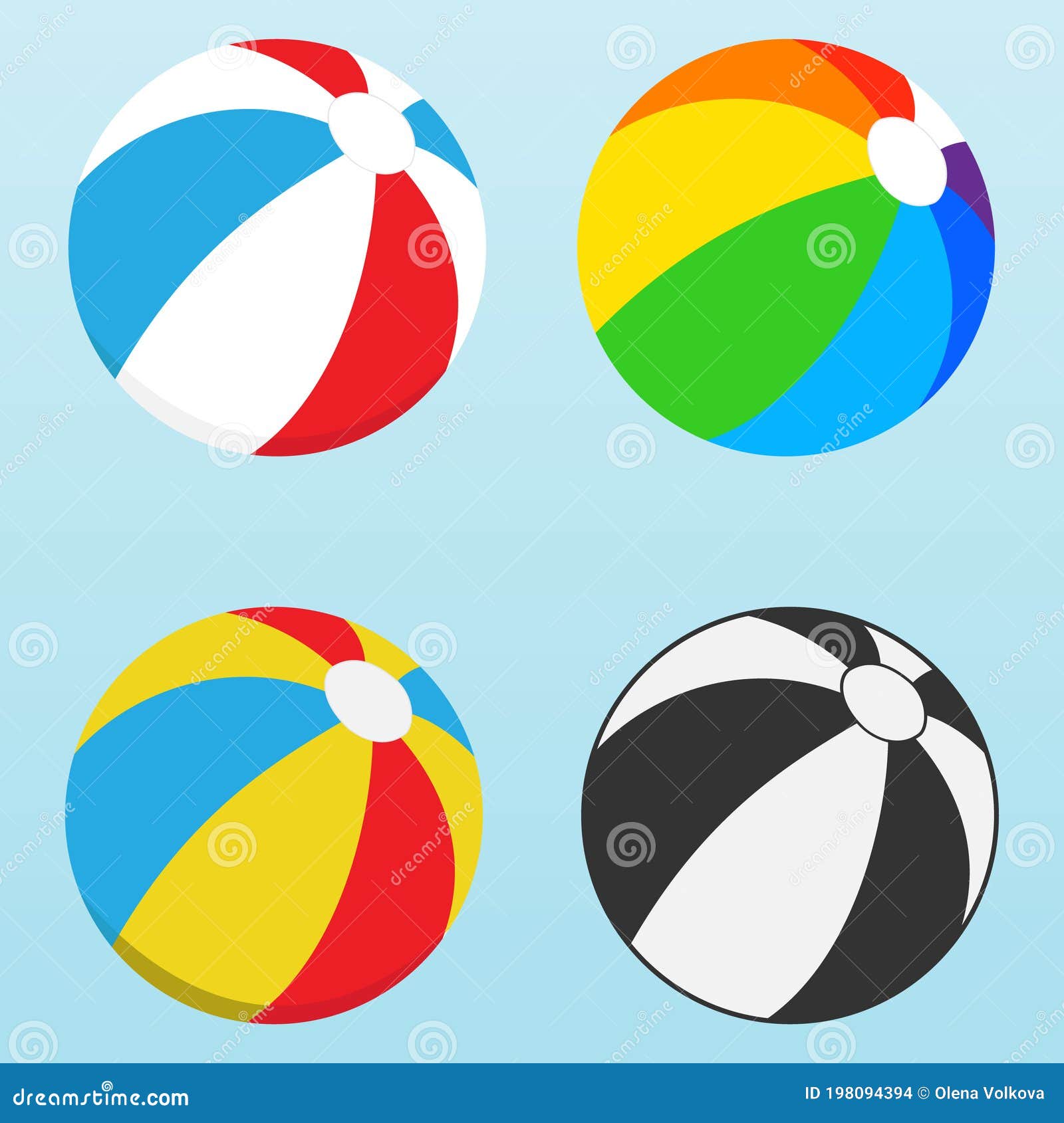 Balón De Playa, Juego De Bolas De Playa De Colores Vector, Ilustración De  Dibujos Animados Stock de ilustración - Ilustración de divertido, colorido:  198094394