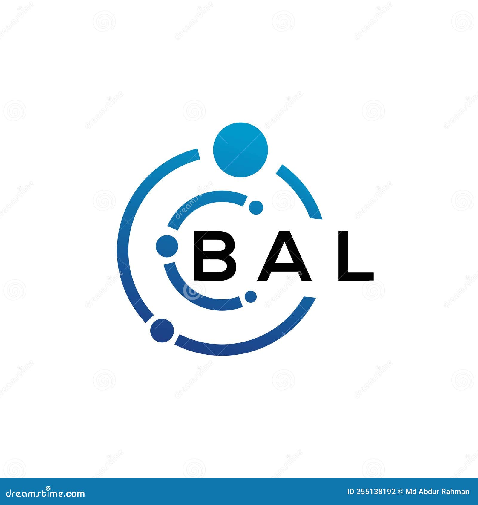 BAL Letter Logo Design on Black Background. BAL Creative Initials