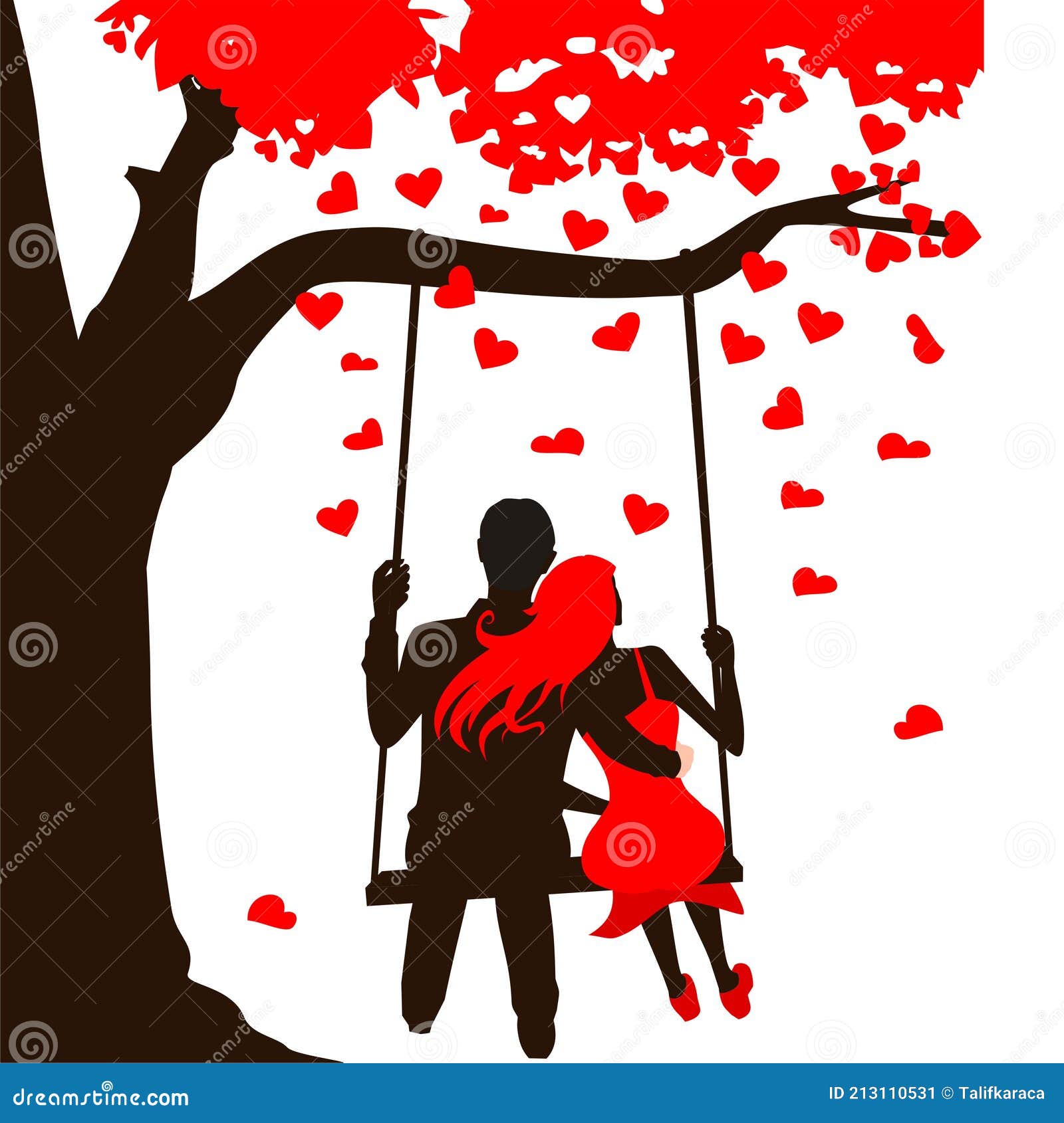 Balanceándose En El Columpio En El Amor Ilustración del Vector -  Ilustración de hoja, siluetas: 213110531