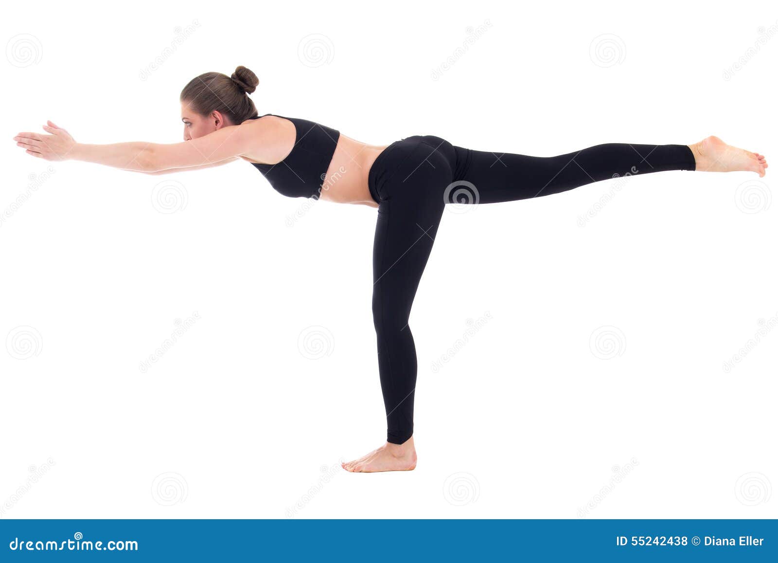 Balance Concept - Young Woman Standing In Yoga Pose Isolated On Stock