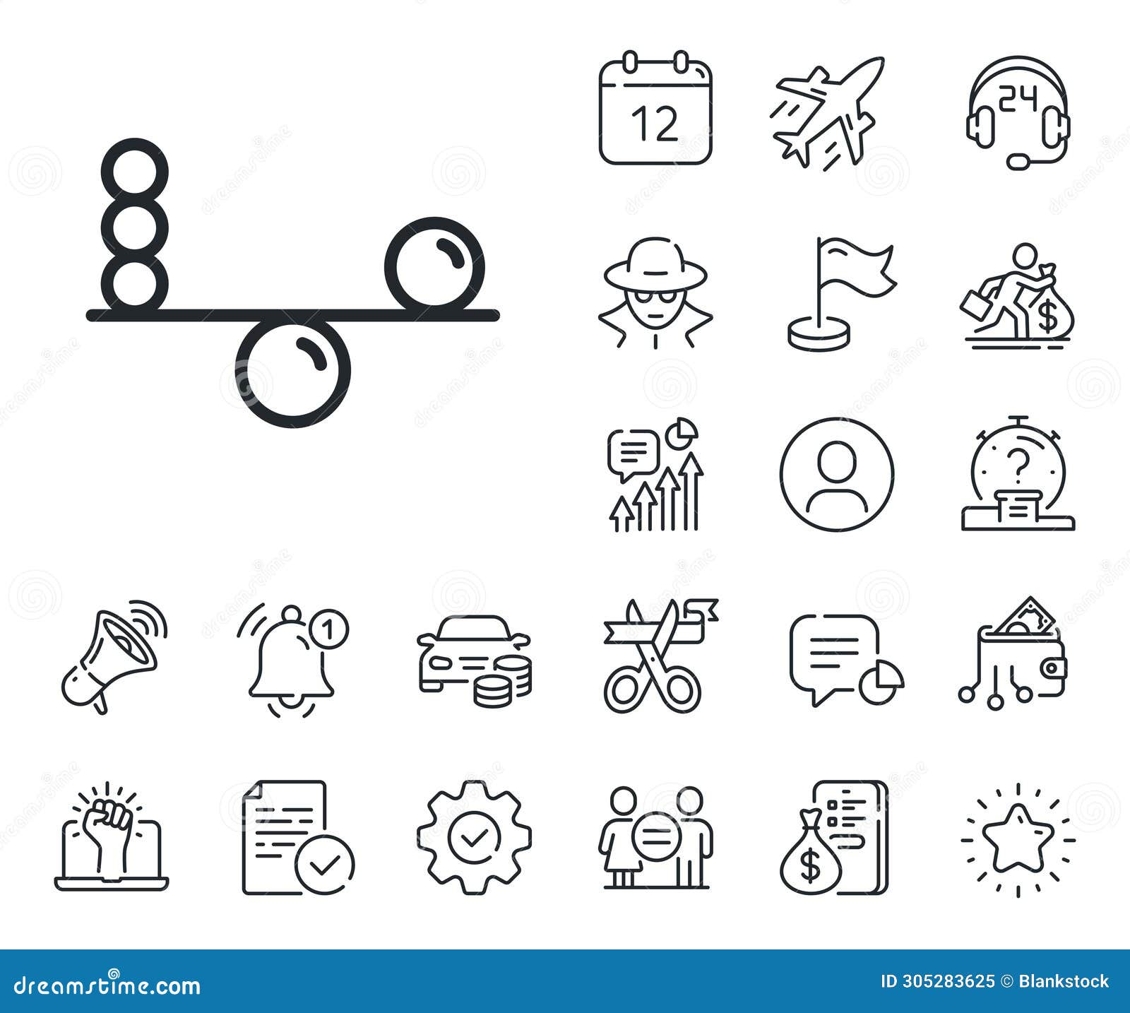 balance line icon. mind stability sign. salaryman, gender equality and alert bell. 