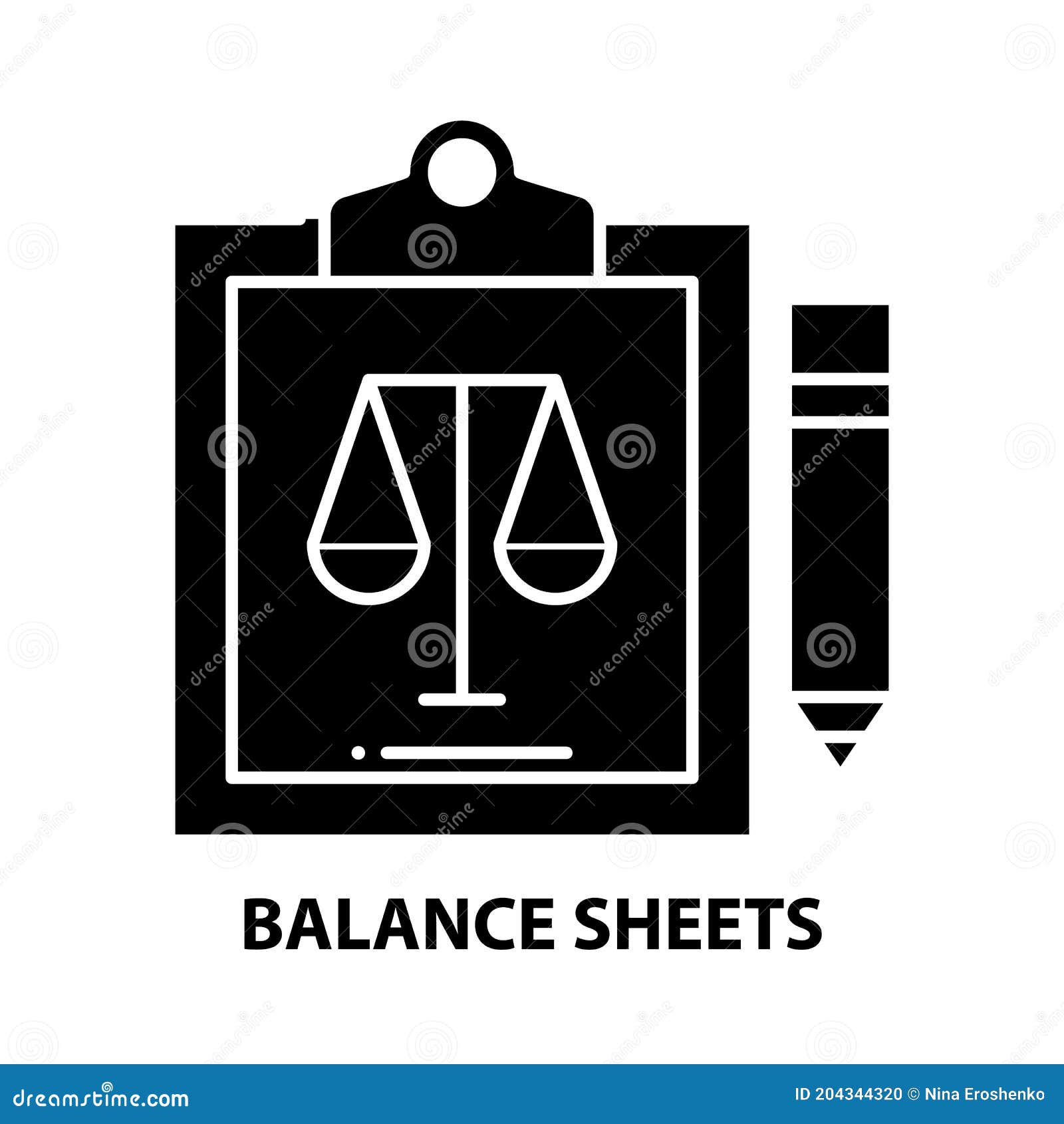 Balance Sheets Icon, Black Vector Sign with Editable Strokes, Concept
