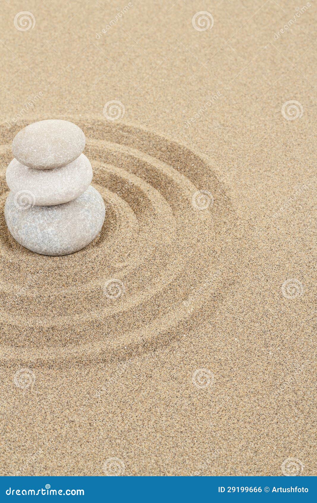 Balance Zen Stone in Sand with Circles Stock Photo Image of