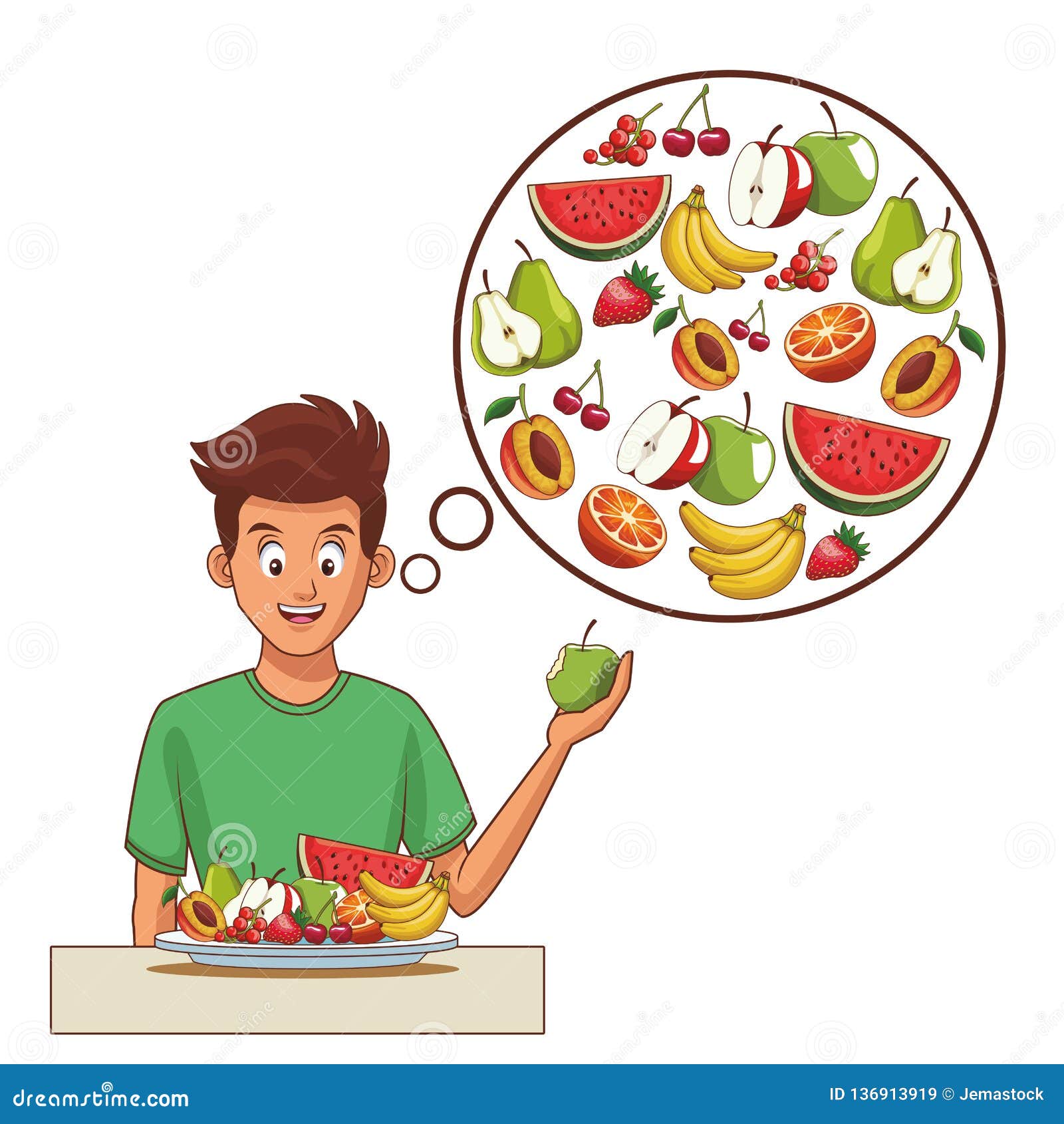 Balanced diet young man stock vector. Illustration of meal - 136913919