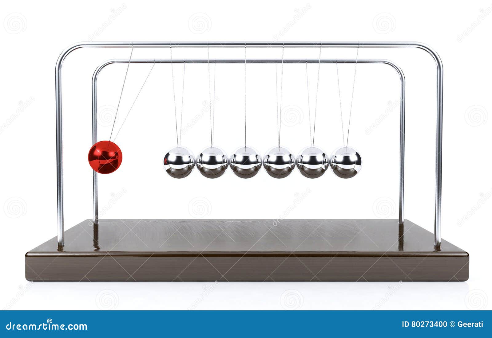 balancing ball newton`s cradle pendulum  on white background