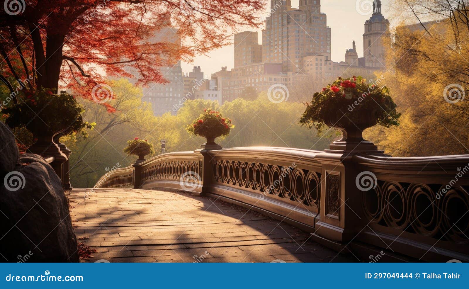 Balcony Bridge in Central Park in Manhattan Stock Illustration ...