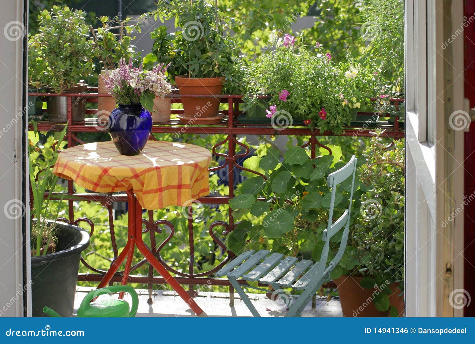 Balcony with Flowers and Plants Stock Photo Image of home, chair