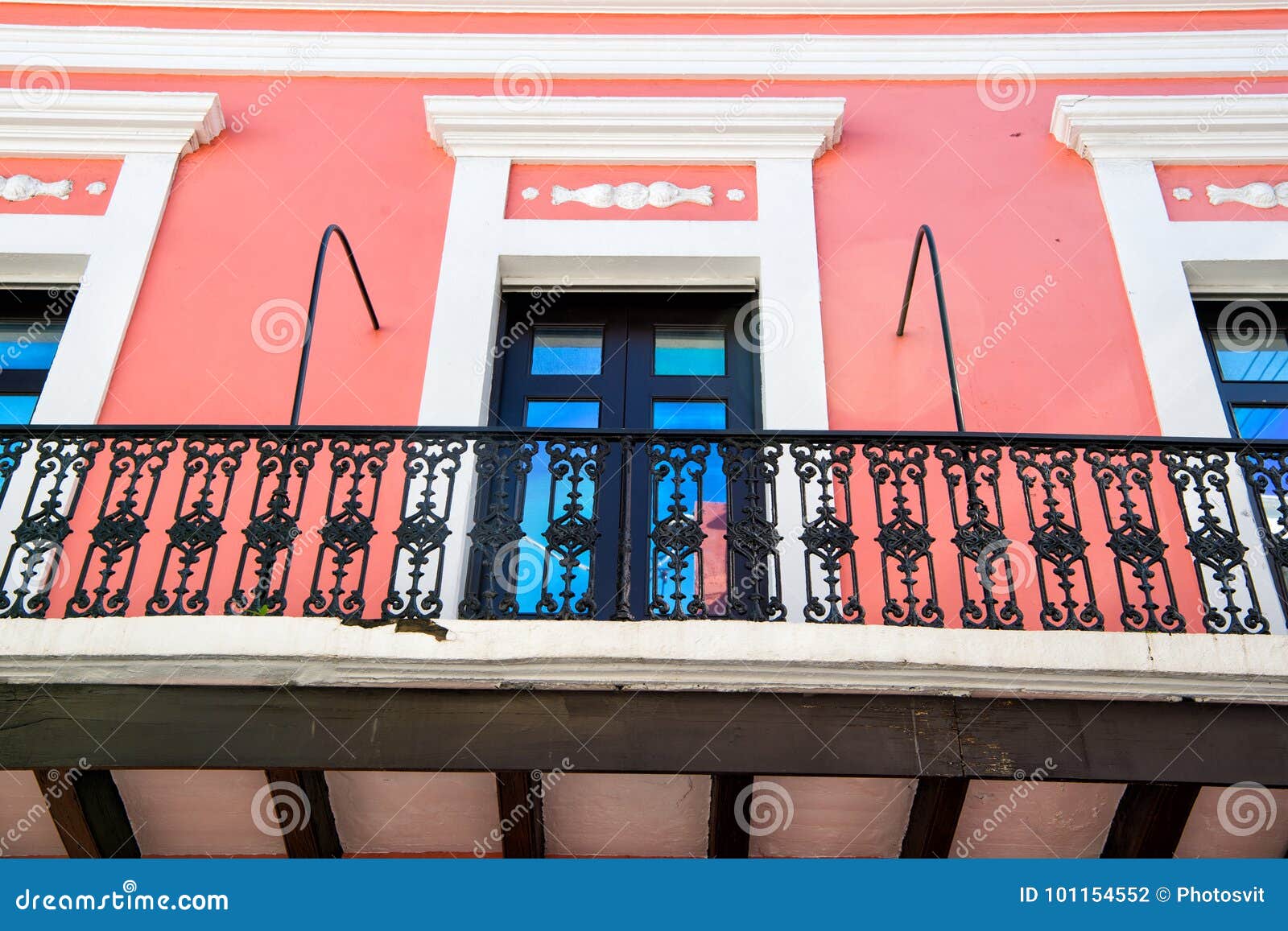 Balcony And Glass Windows In San Juan Puerto Rico Stock Photo