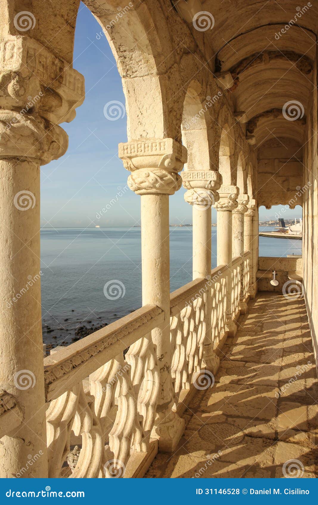 balcony in manueline style. belem tower. lisbon . portugal