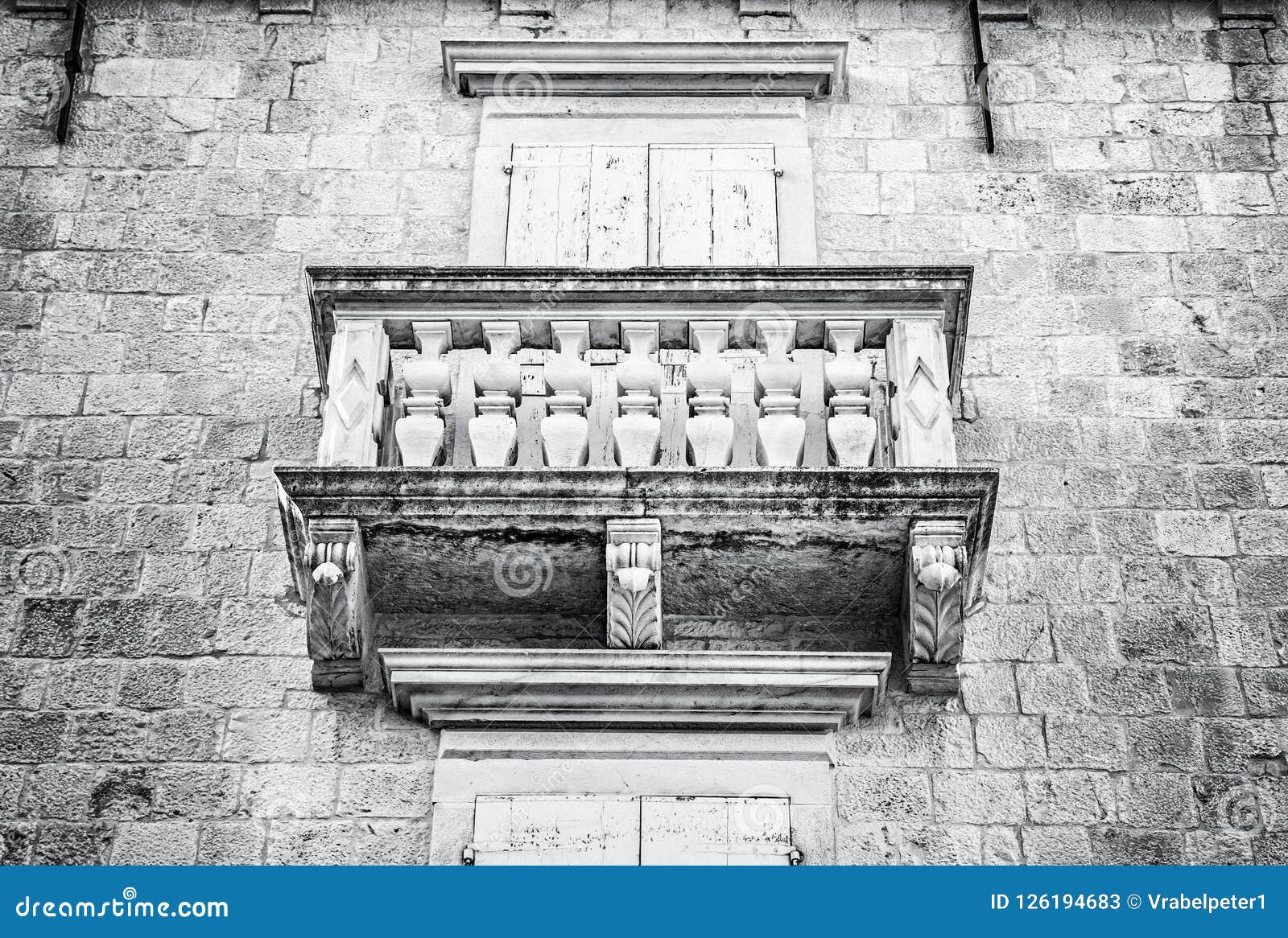 Balcony on the Old House, Trogir, Colorless Stock Image - Image of ...