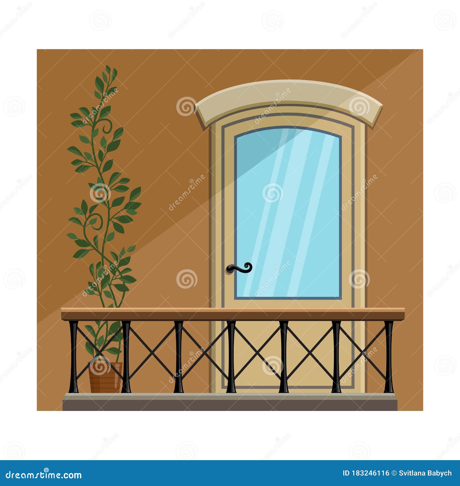 Balcony Vector Icon.Cartoon Vector Icon Isolated On White Background