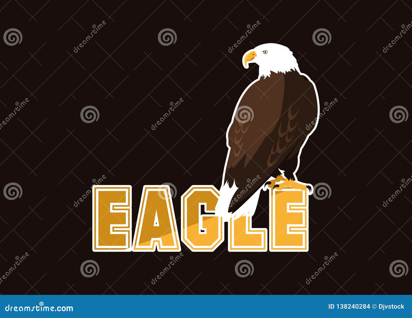 Bald eagle bird with word stock vector. Illustration of emblem 138240284