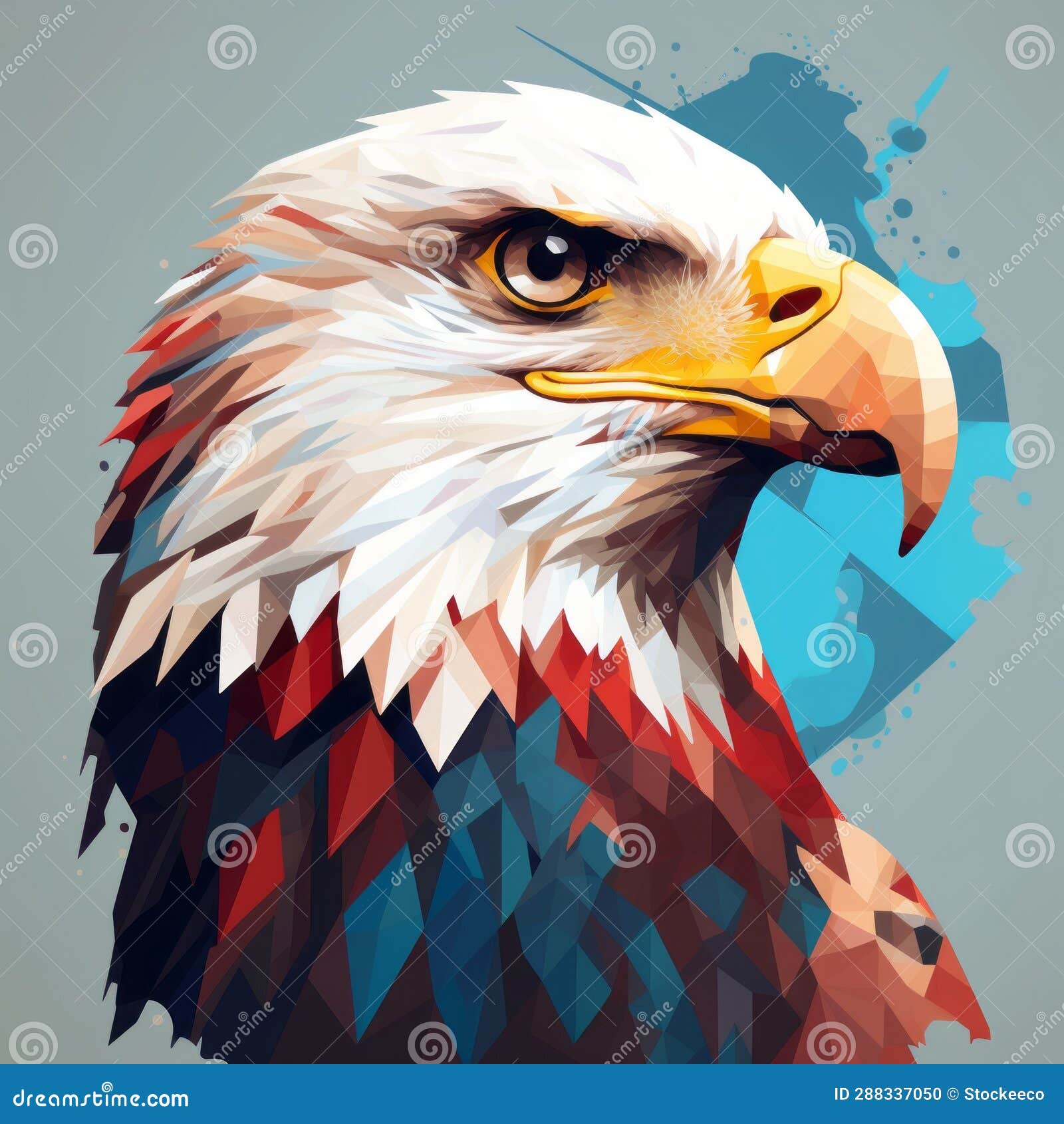 minimalist eagle head in low poly 