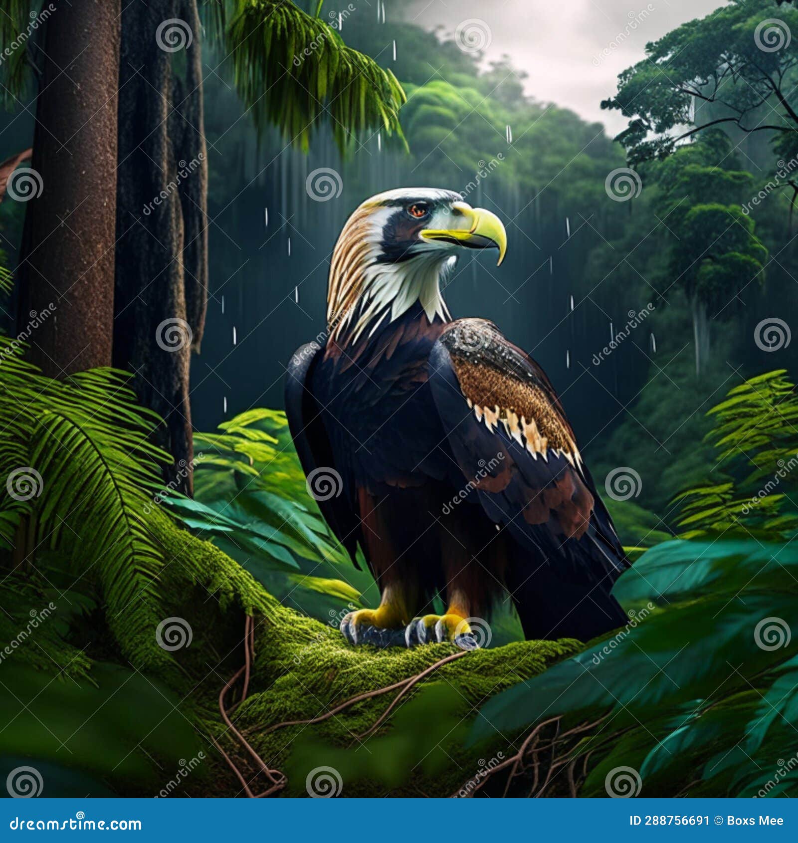 Bald Eagle in the Rainforest. Birds in the Rainforest Stock Image