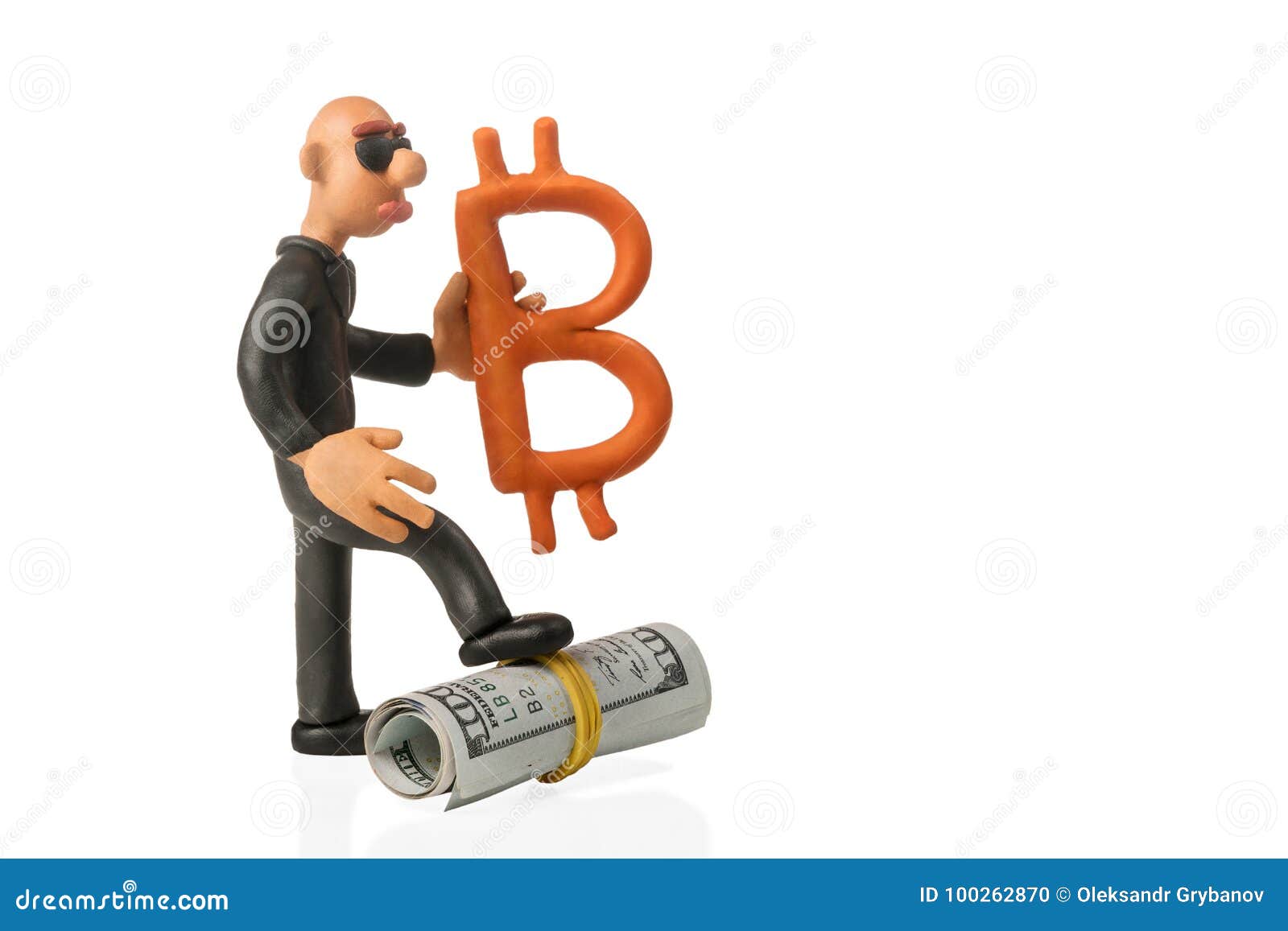 Bald Man with Bitcoin and Dollars Stock Photo - Image of crypto, cartoon:  100262870
