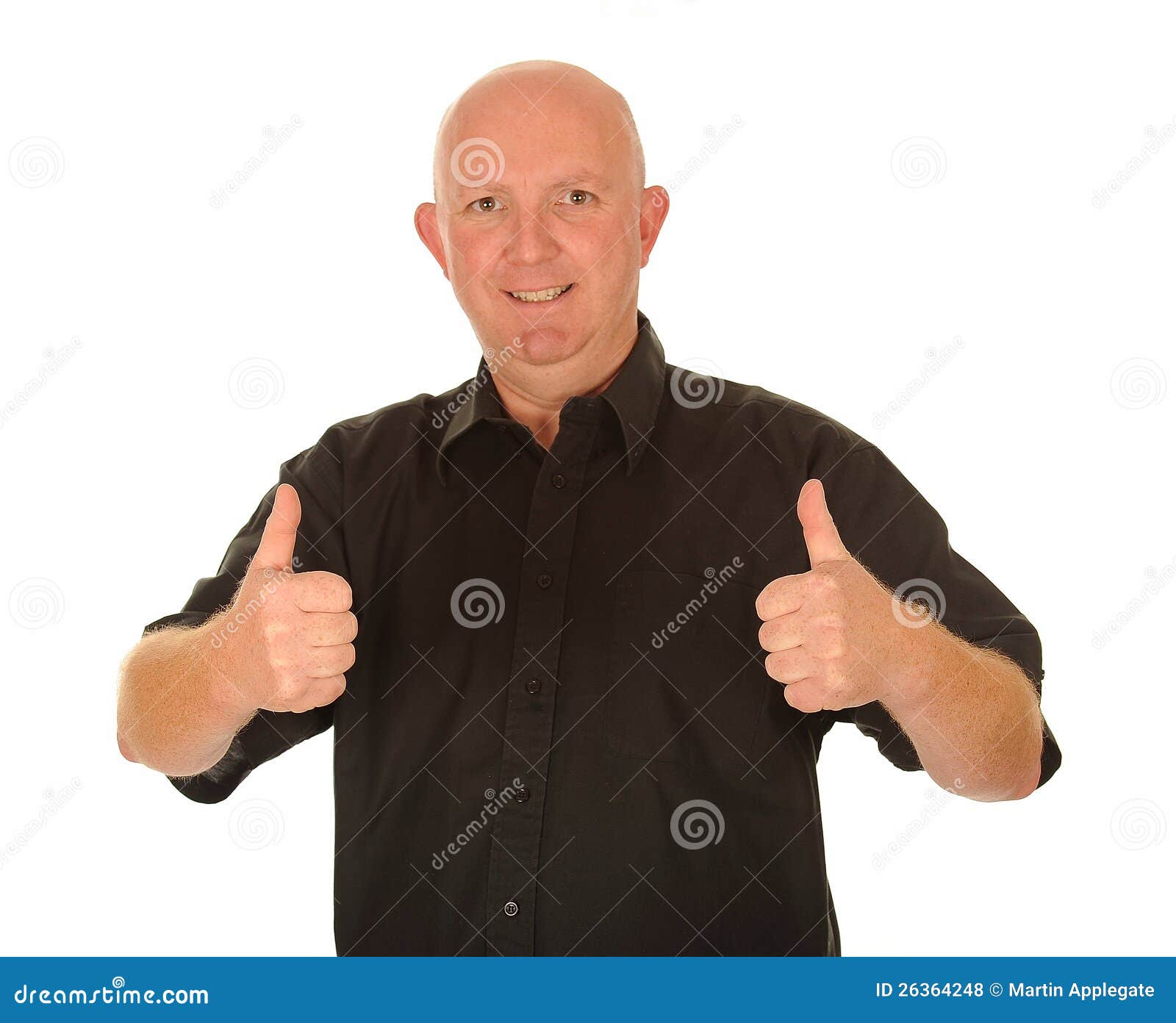 bald man with thumbs up