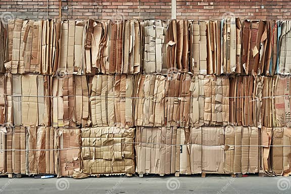 Baled Cardboard at Recycling Plant Stock Illustration - Illustration of