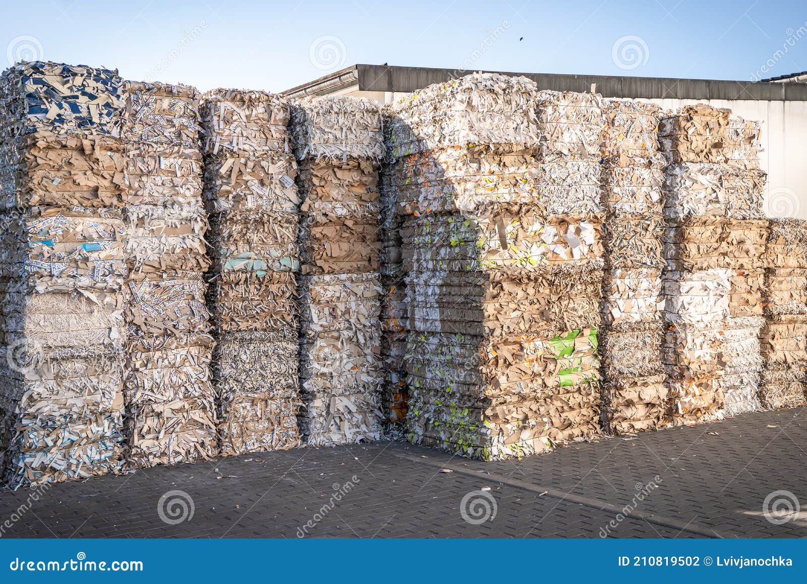 Bales of Cardboard and Box Board with Strapping Wire Ties Stock