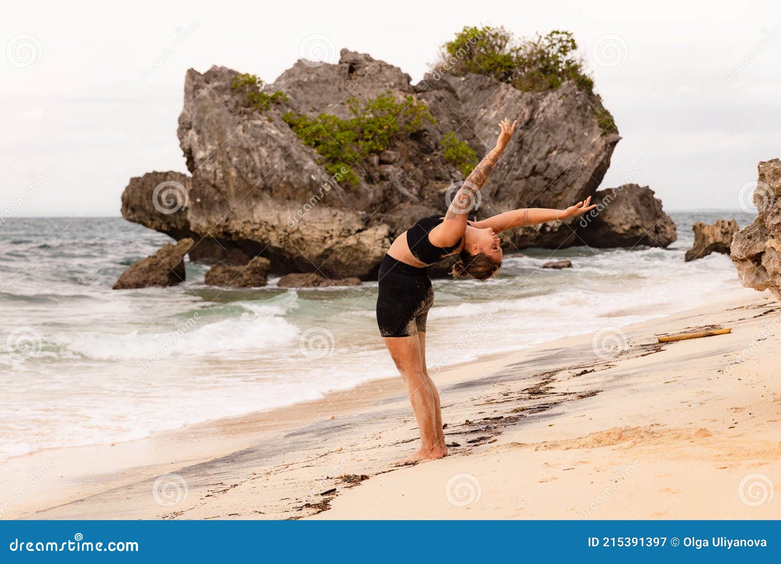 Man practices yoga in the raised arms pose. Healthy lifestyle and wellness  concept. Flat vector illustration for Yoga Day. Hasta Uttanasana pose. Sun  salutation, surya namaskara. 16120662 Vector Art at Vecteezy