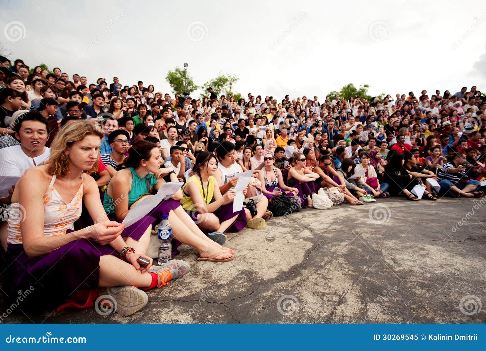 BALI - DECEMBER 30: Spectators At Traditional Balinese Kecak Dan