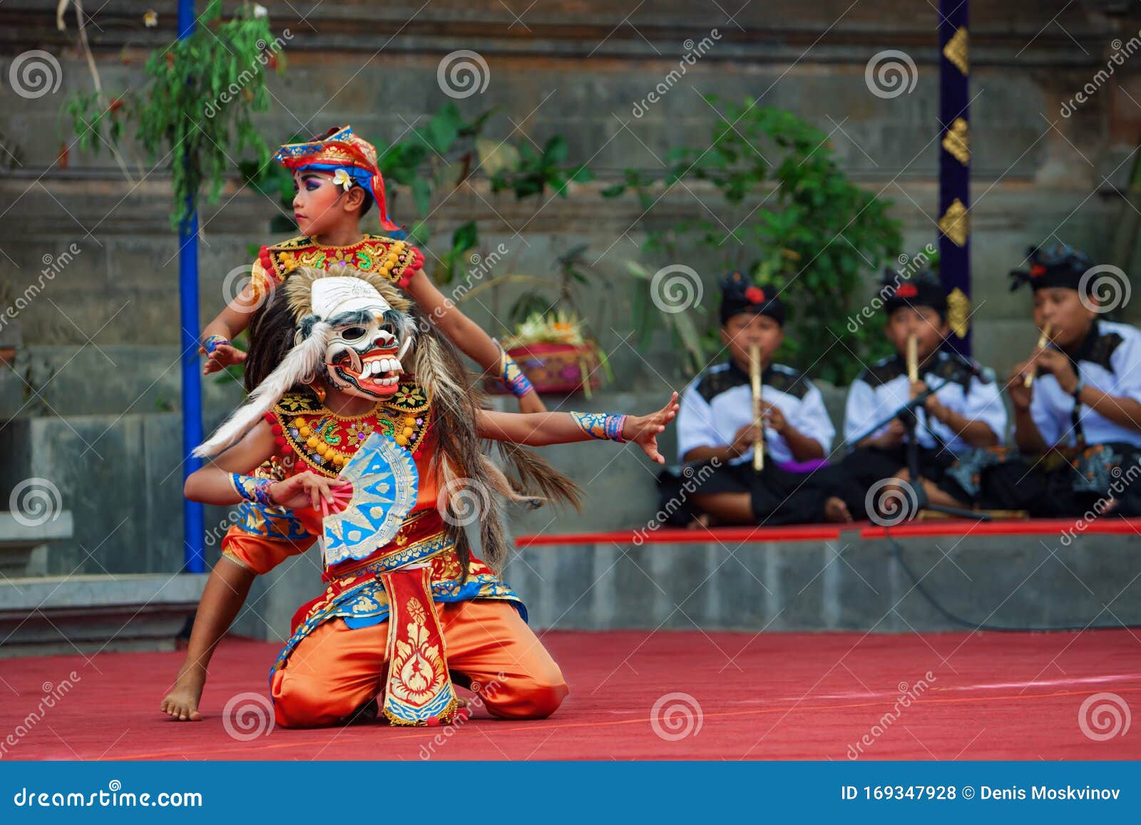 Dancer in Traditional Balinese Mask of Demon Rangda Editorial 