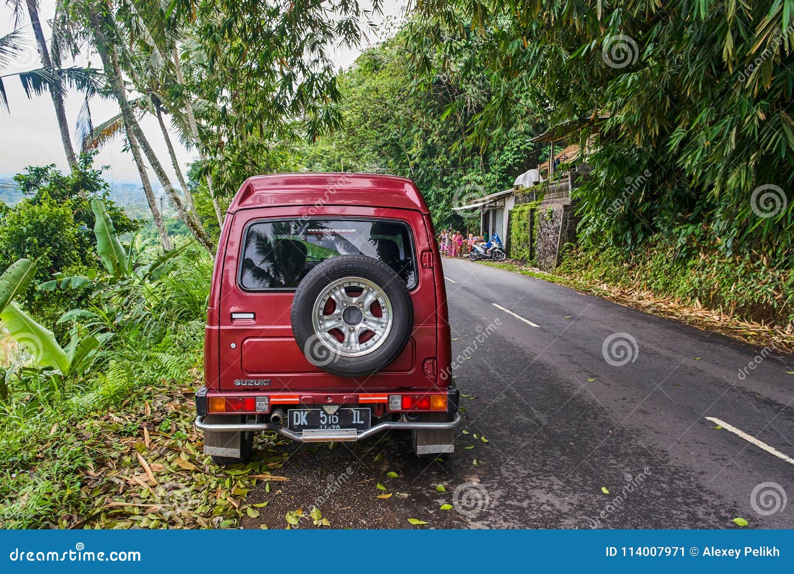 BALI ISLAND, INDONESIA - DECEMBER 17, 2017: Small Car on the Mountain