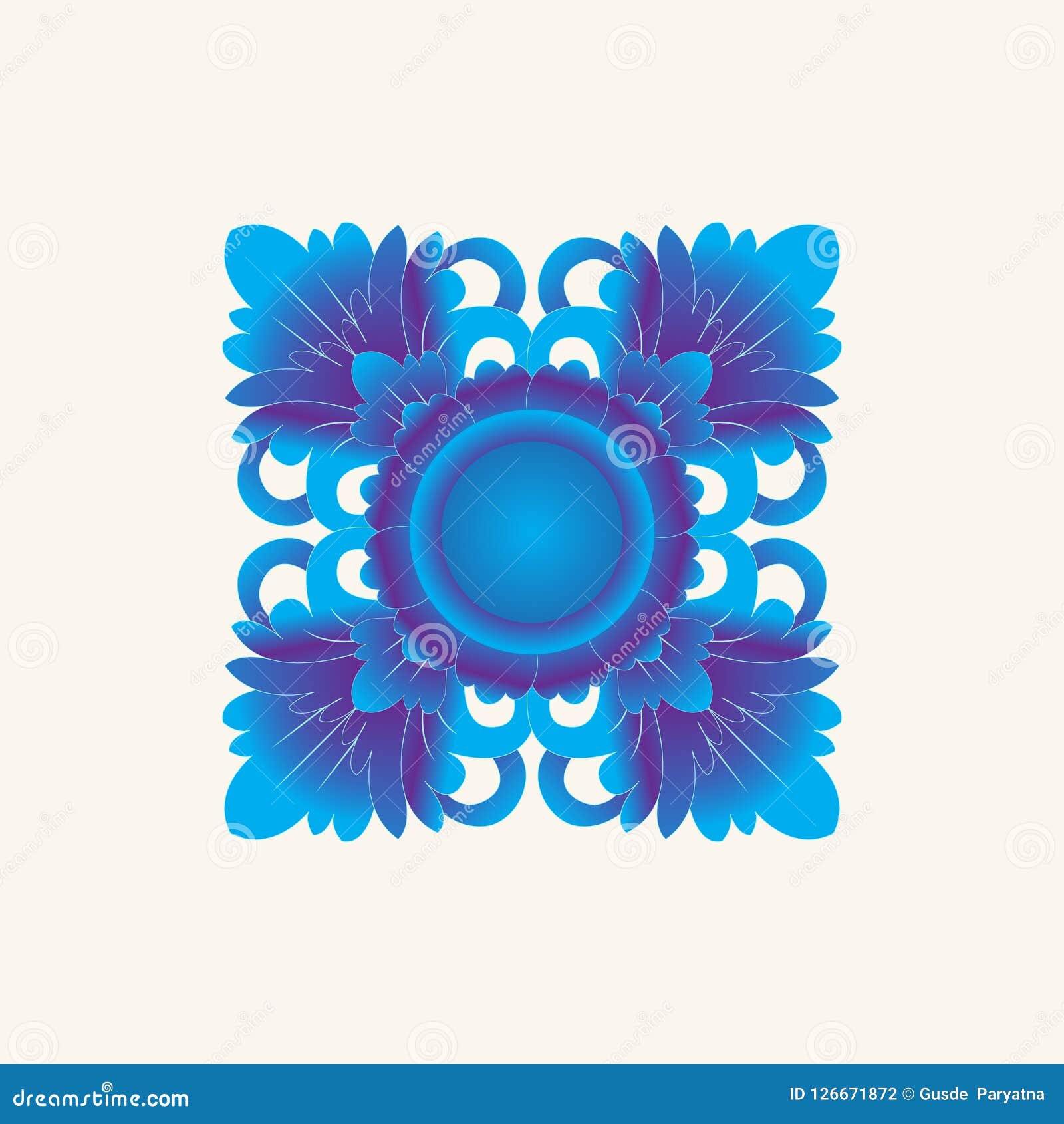 Balinese Style Blue Ornament Vector Stock Vector Illustration Of