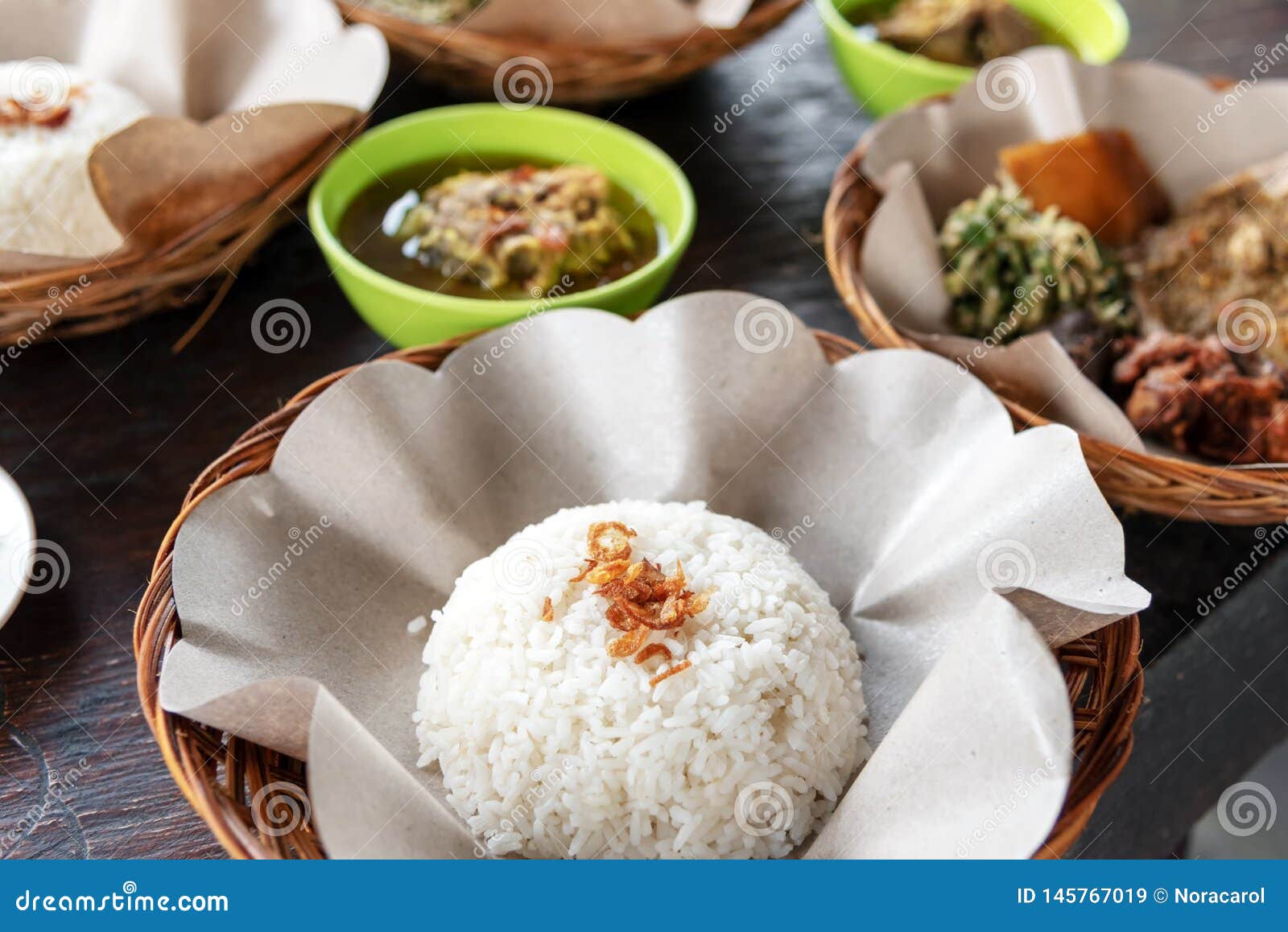Balinese Traditional Lunch, Rice and Other Dishes Stock Image Image