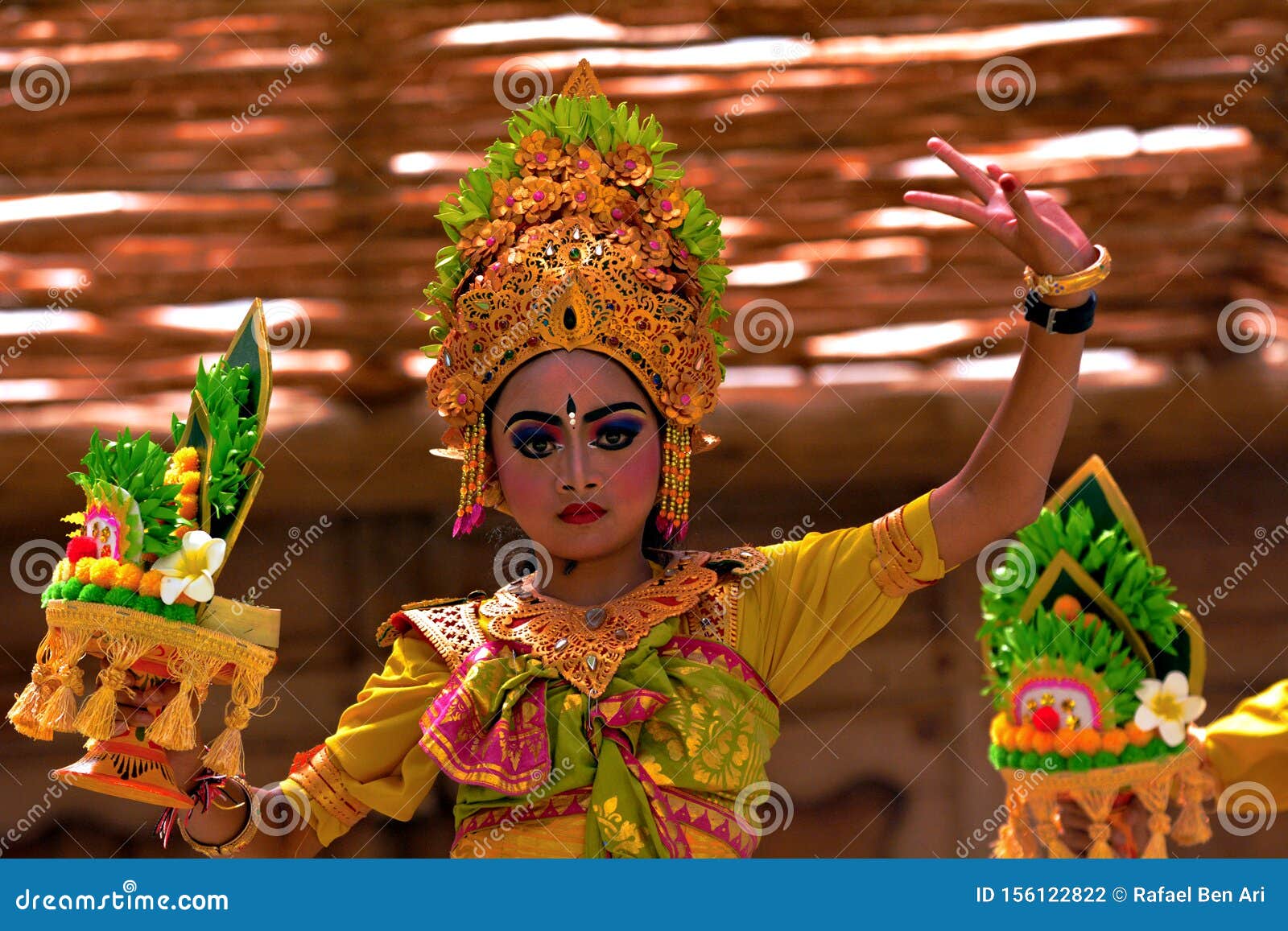 Balinese Woman Dancing Tari  Pendet Dance In Bali  Indonesia 