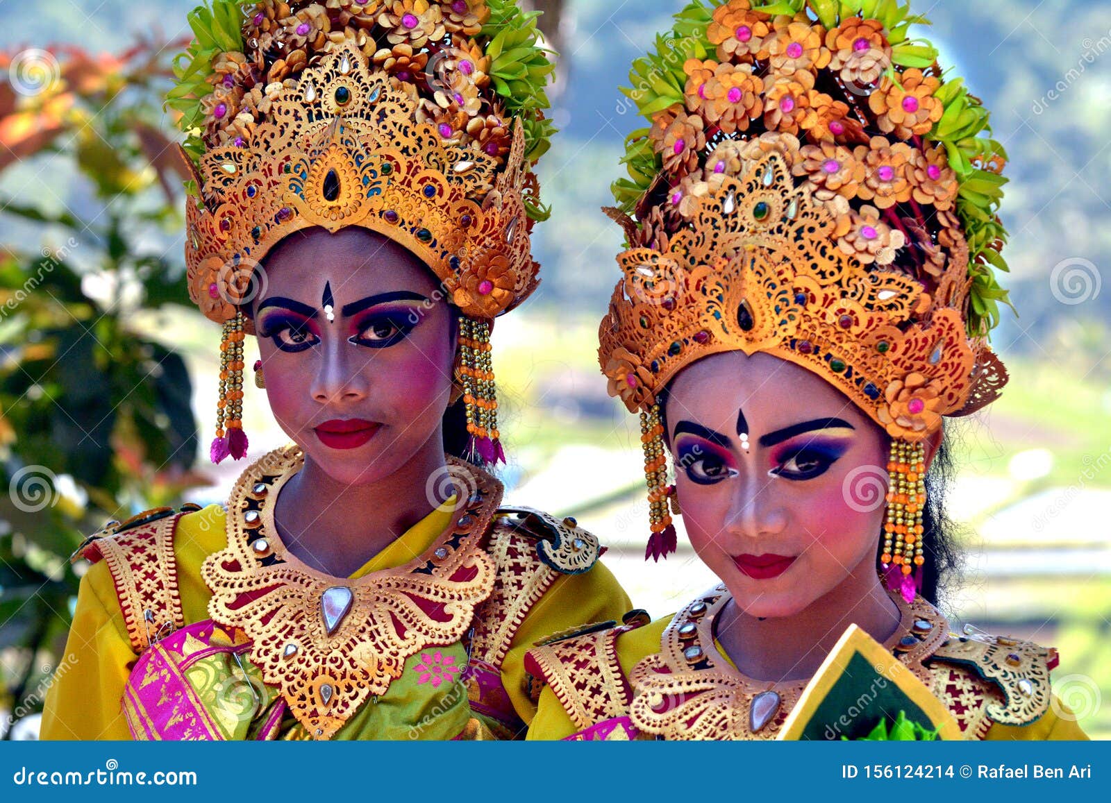 Balinese Women Dancing Tari  Pendet Dance In Bali  Indonesia 