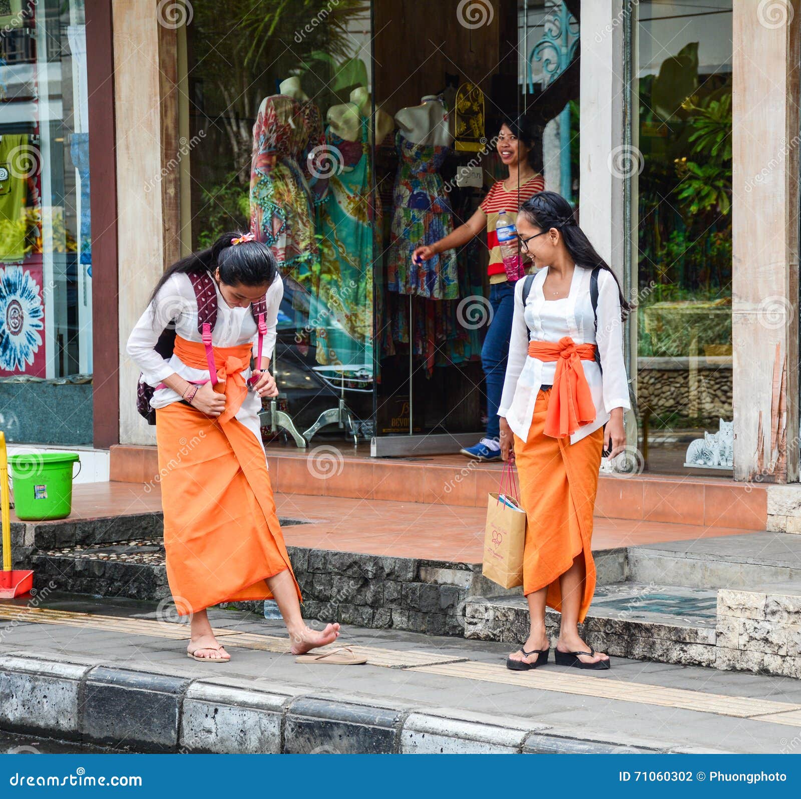 Balinese Women Walking on Street in Bali, Indonesia Editorial ...