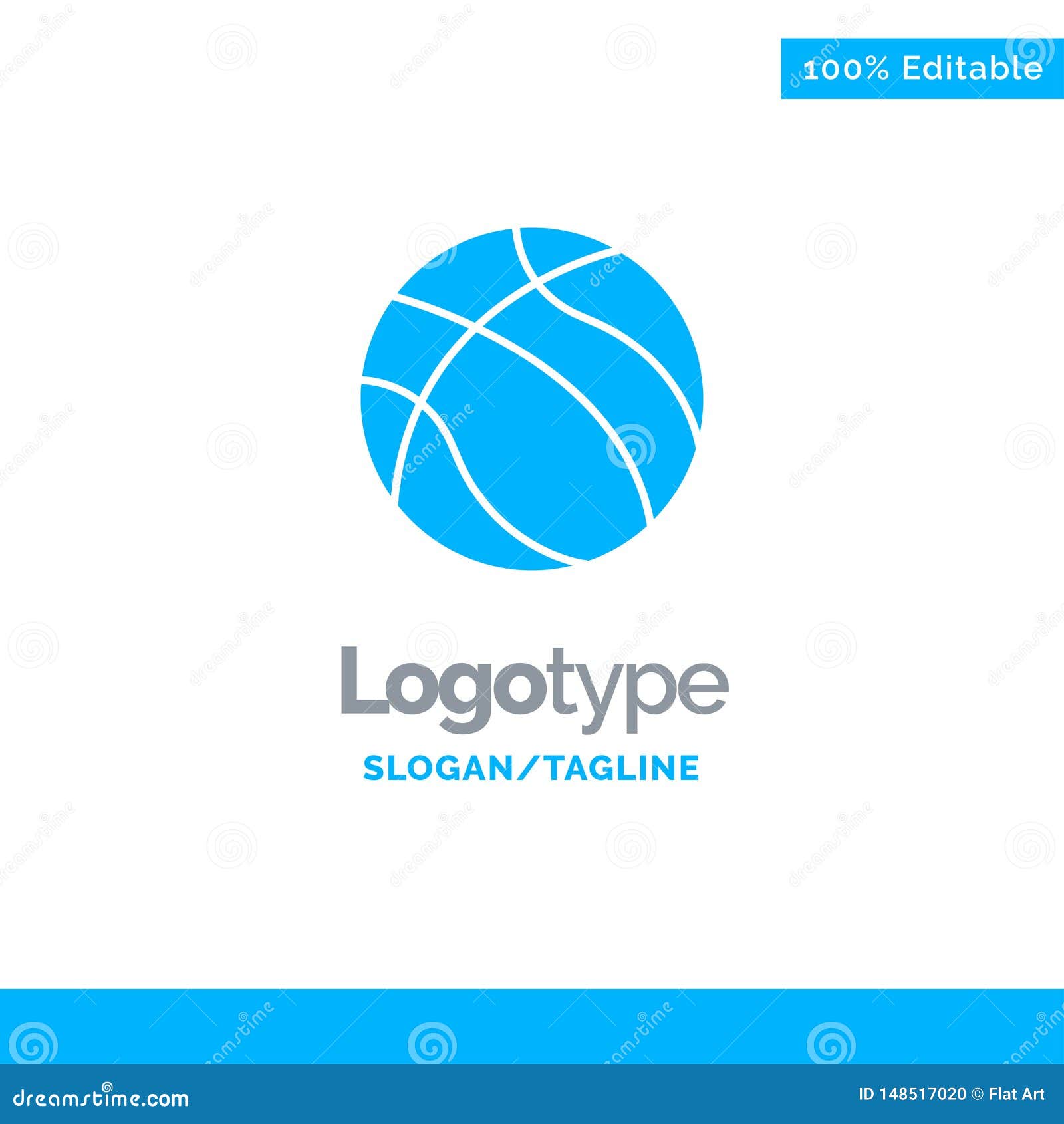 ball, basketball, nba, sport blue solid logo template. place for tagline