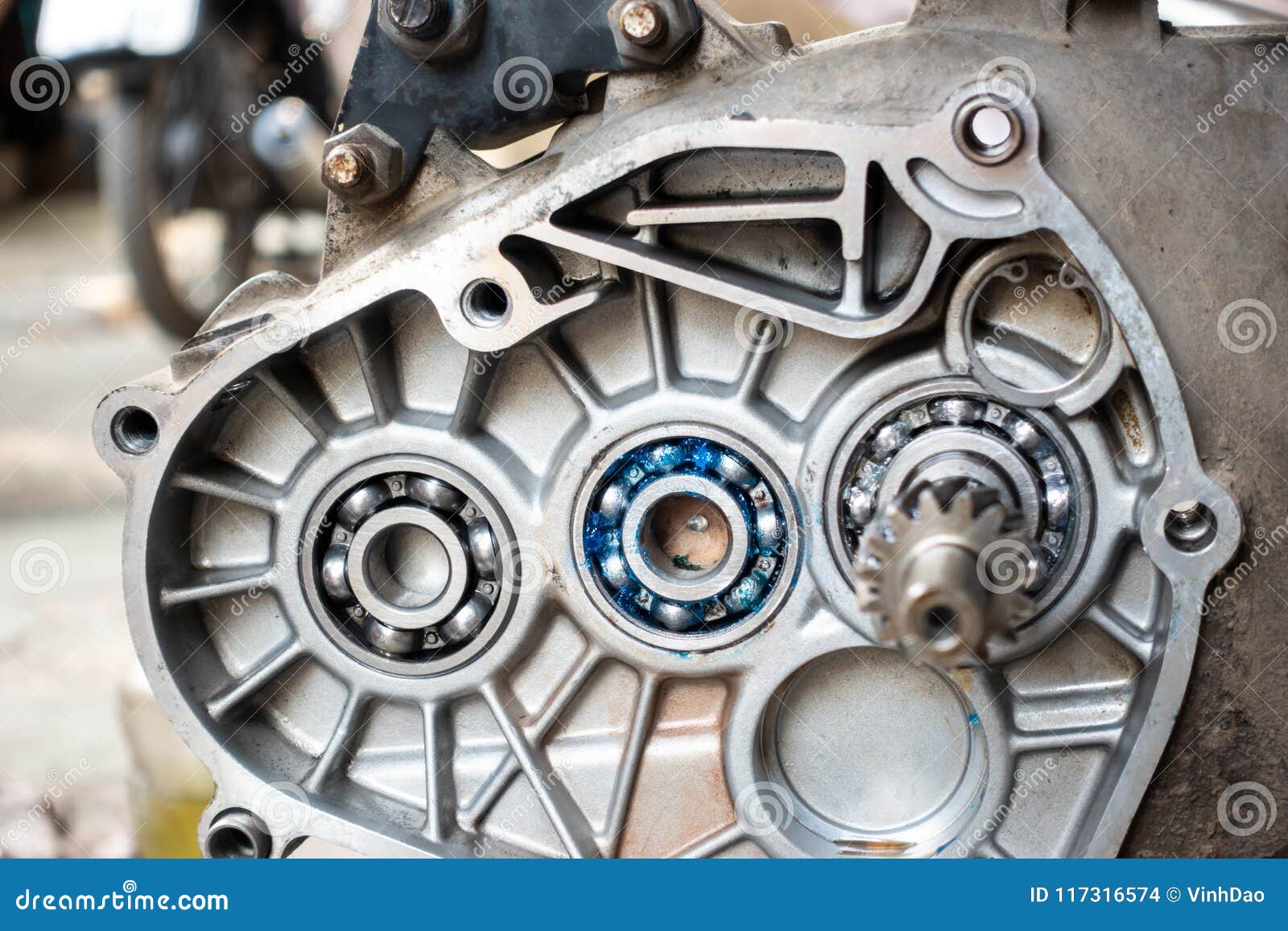 Ball Bearing in Old Motorcycle Opened Engine Stock Photo Image of